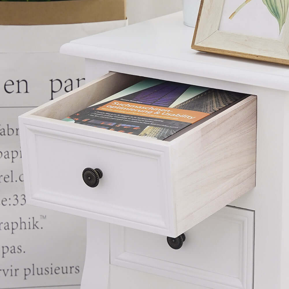 French White Nightstand Set - Chic Bedside Tables-Upinteriors