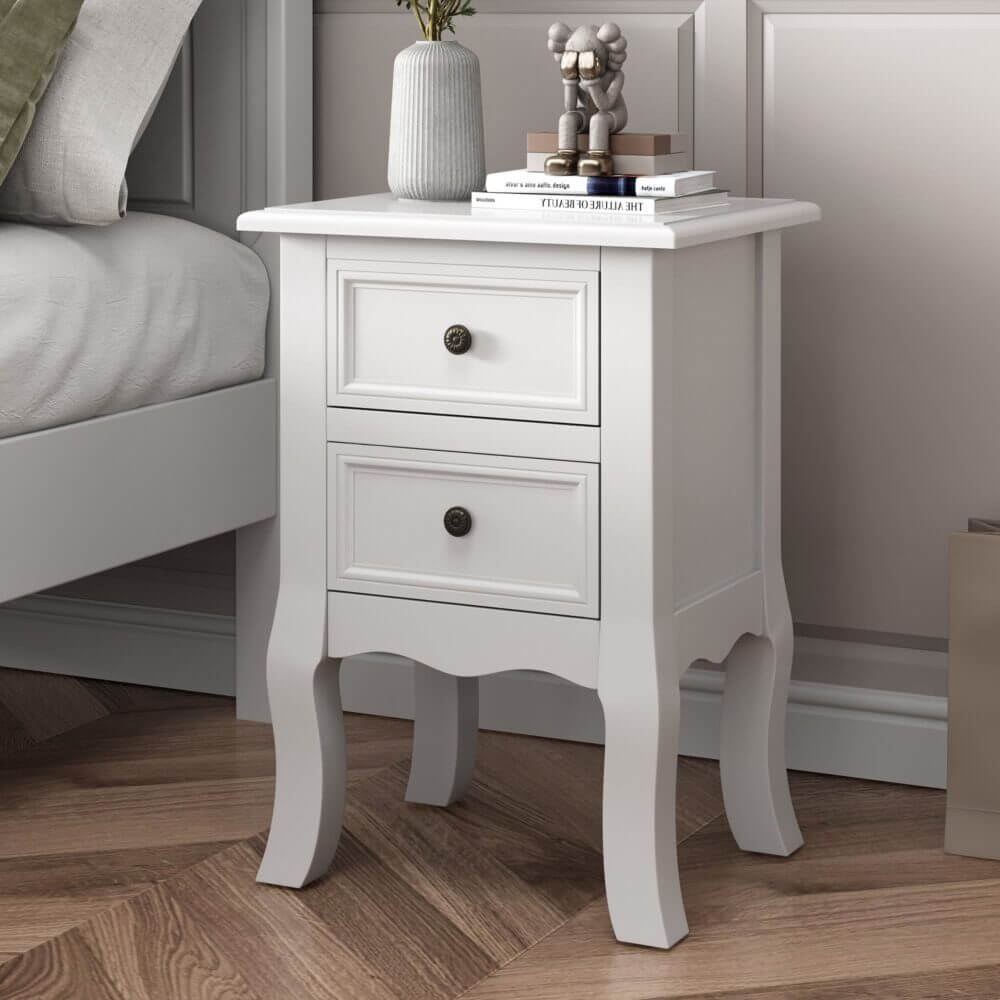 Buy french bedside table nightstand white set of 2 - upinteriors-Upinteriors