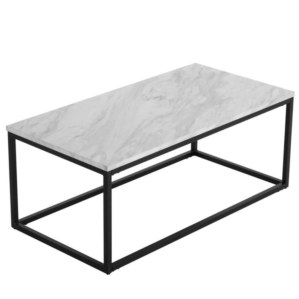 Industrial Style Marble Effect Rectangular Coffee Table-Upinteriors
