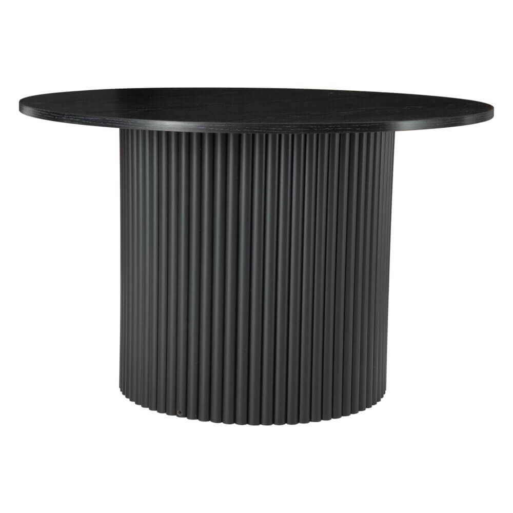 Luxe Black Ribbed Texture Wooden Coffee Table-Upinteriors
