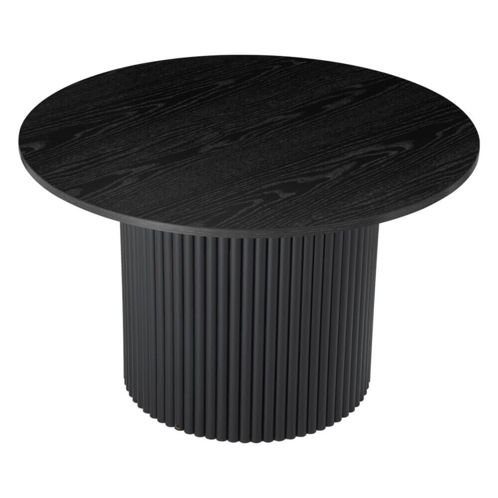 Luxe Black Ribbed Texture Wooden Coffee Table-Upinteriors
