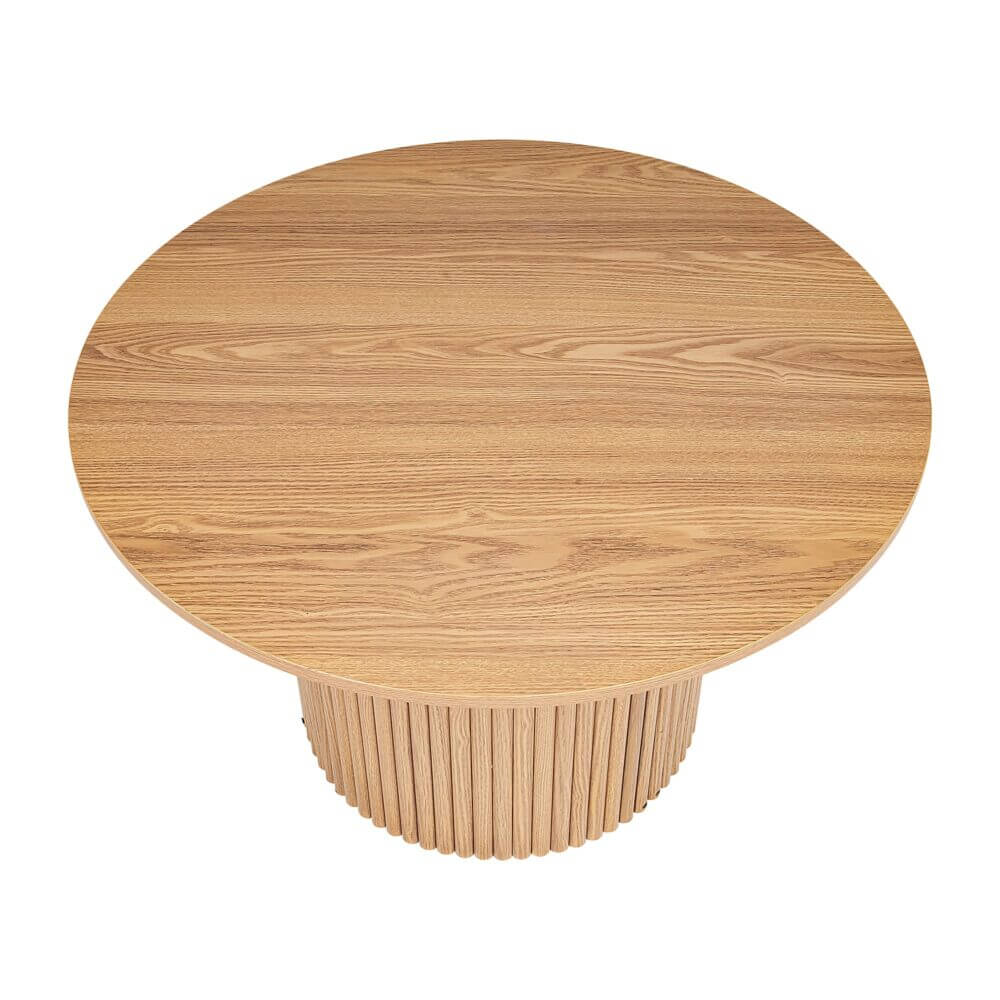 Luxe Ribbed Round Coffee Table Wooden-Upinteriors