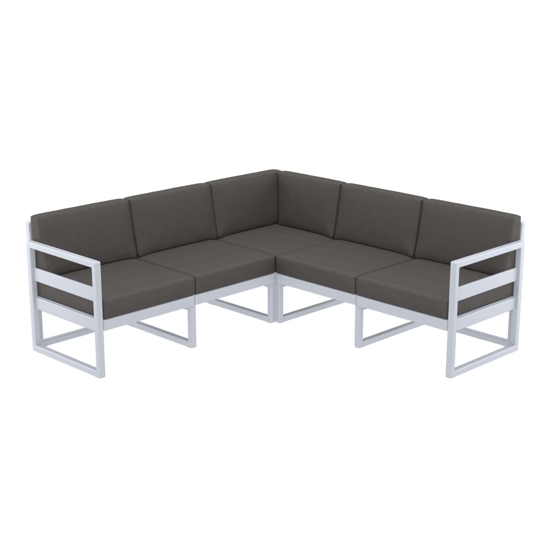 Mykonos Lounge Corner - Silver Grey with Black Cushions-Upinteriors