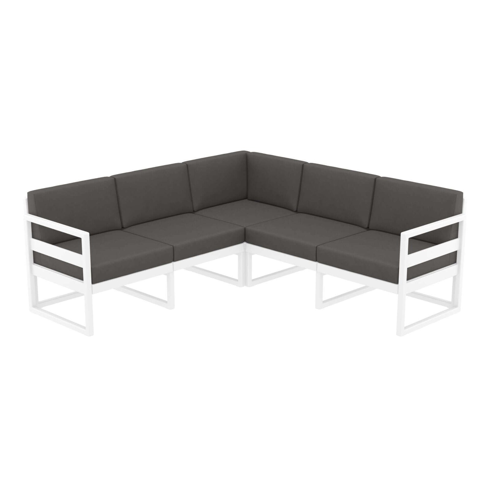 Mykonos Lounge Corner - White with Dark Grey Cushions-Upinteriors