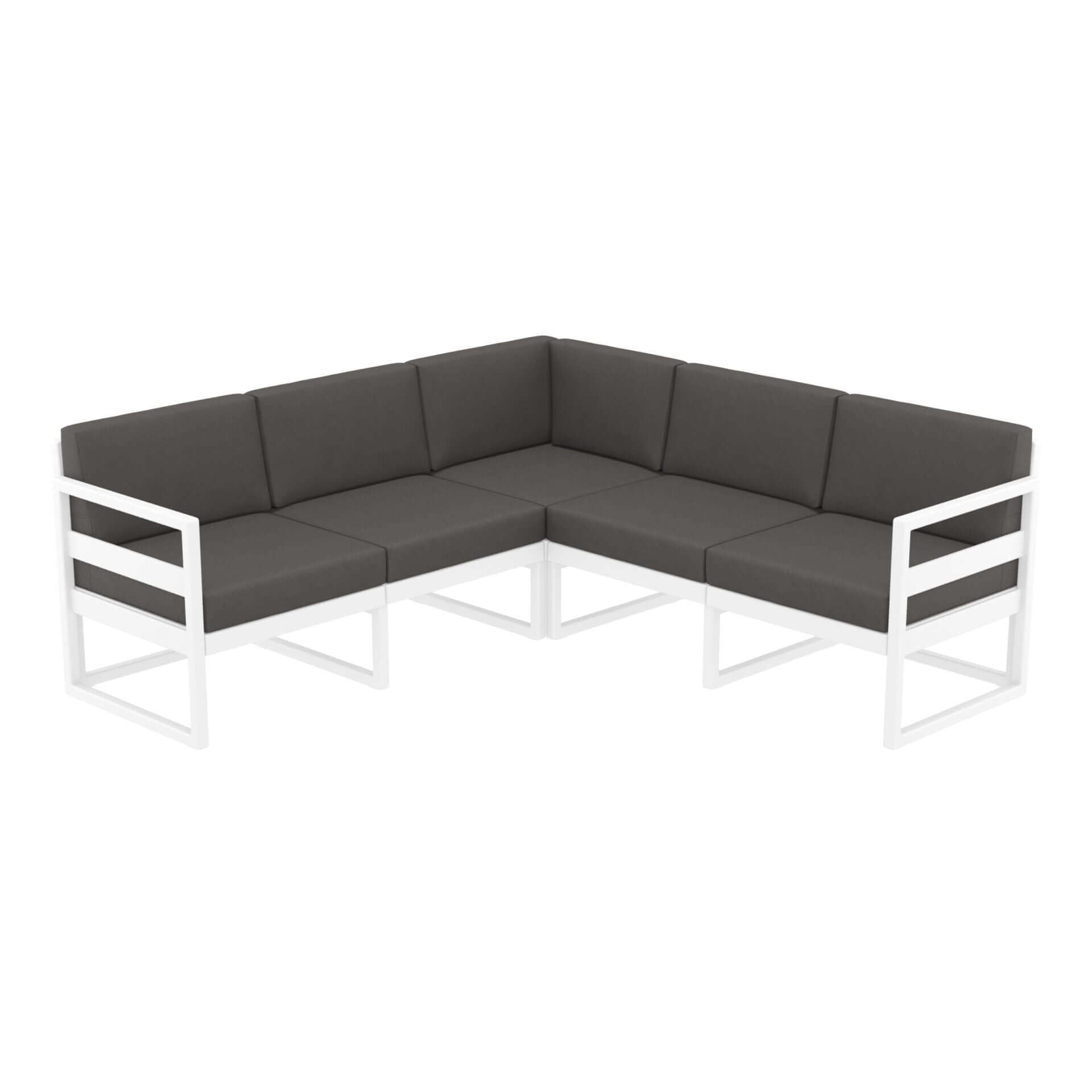 Mykonos Lounge Corner - White with Dark Grey Cushions-Upinteriors