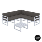 Mykonos Lounge Corner Set - Silver Grey with Dark Grey Cushions-Upinteriors