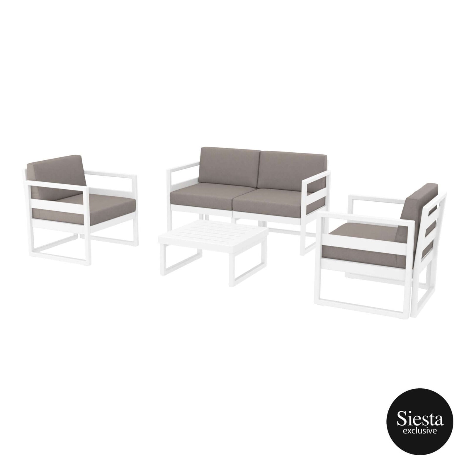Mykonos Lounge Set - White with Brown Cushions-Upinteriors