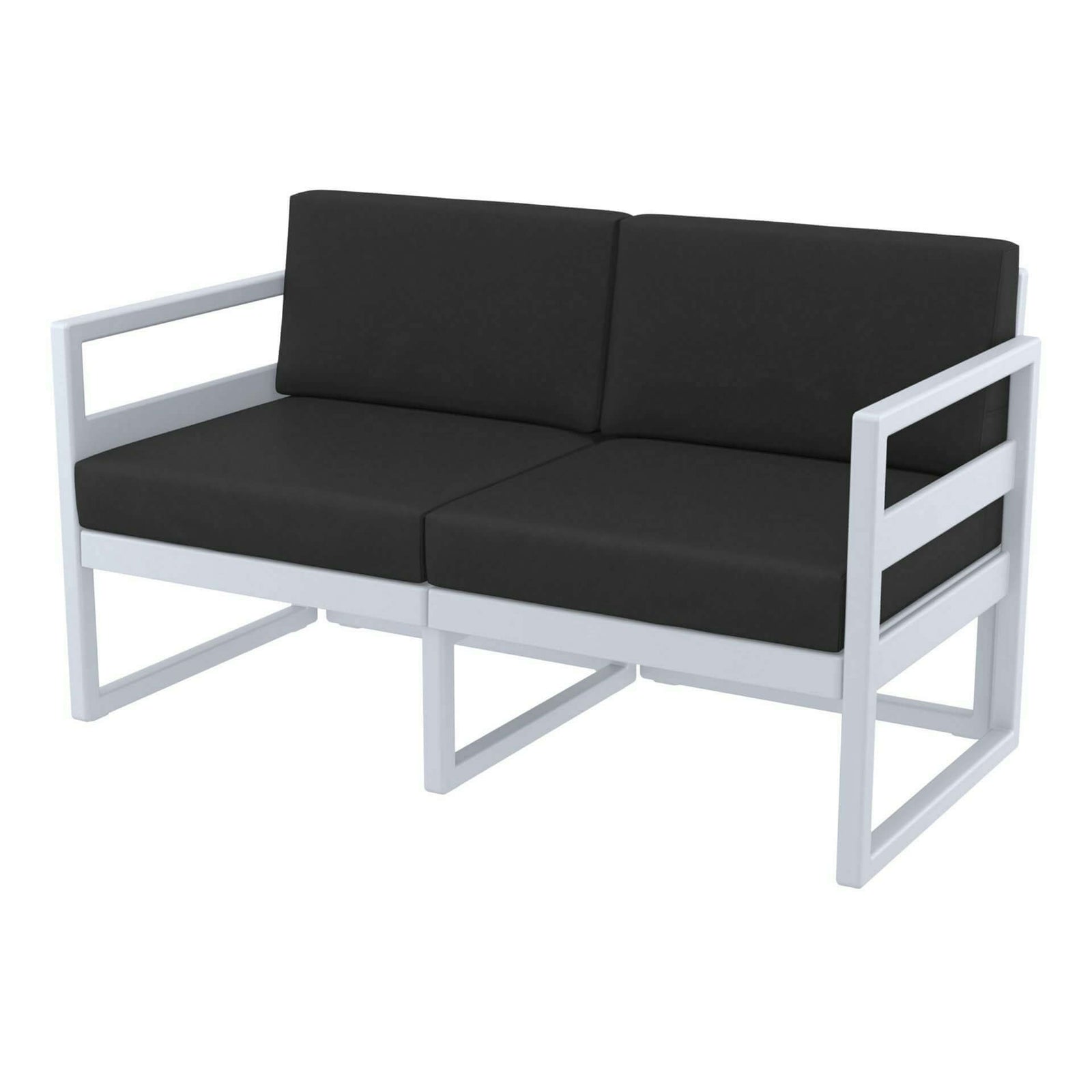 Mykonos Lounge Sofa - Silver Grey with Black Cushions-Upinteriors