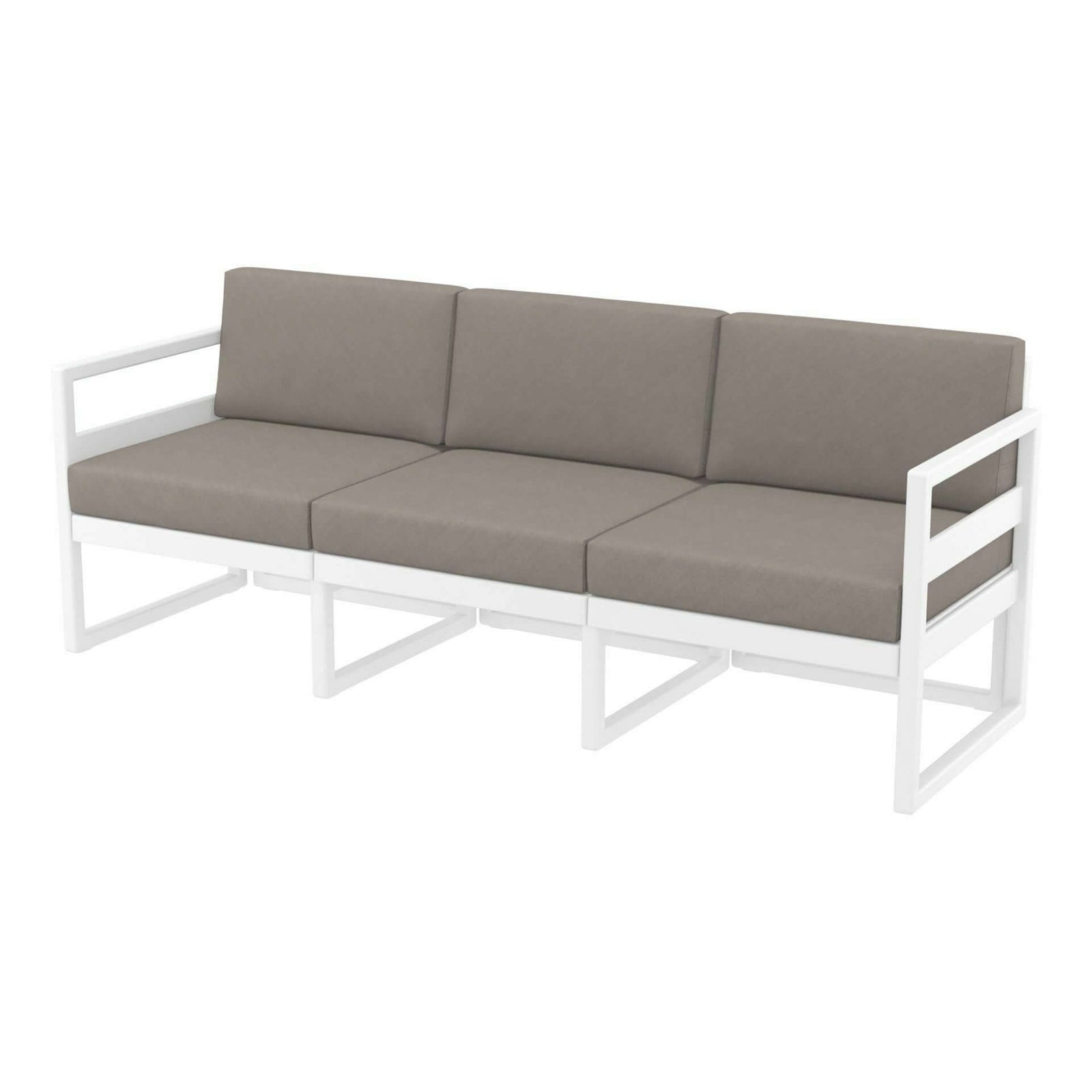 Mykonos Lounge Sofa XL - White with Light Brown Cushions-Upinteriors