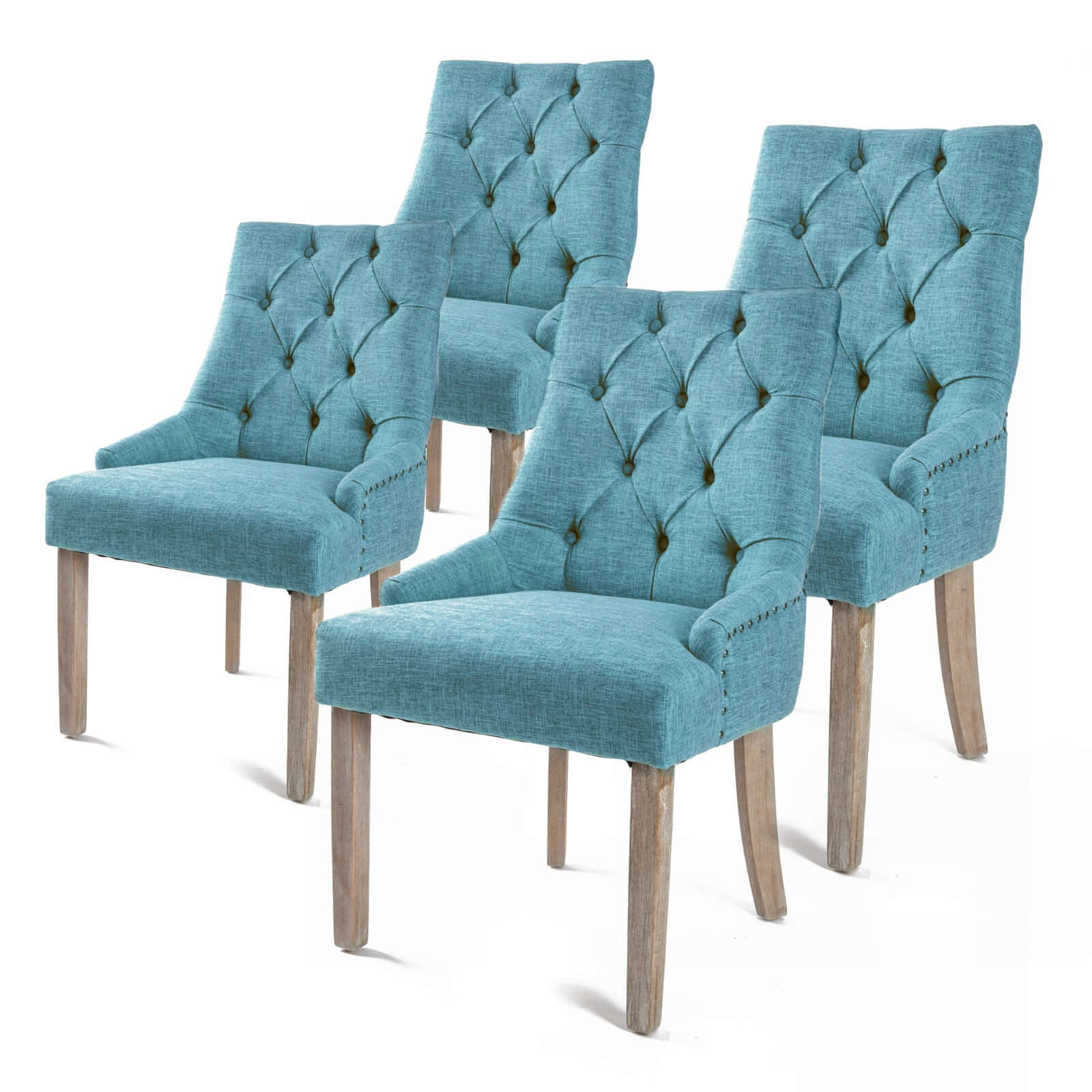 La Bella 4 Set Blue French Provincial Dining Chair Amour Oak Leg-Upinteriors