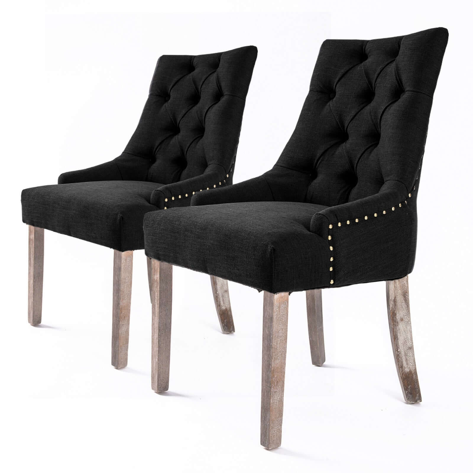 La Bella 2 Set Dark Black French Provincial Dining Chair Amour Oak Leg-Upinteriors