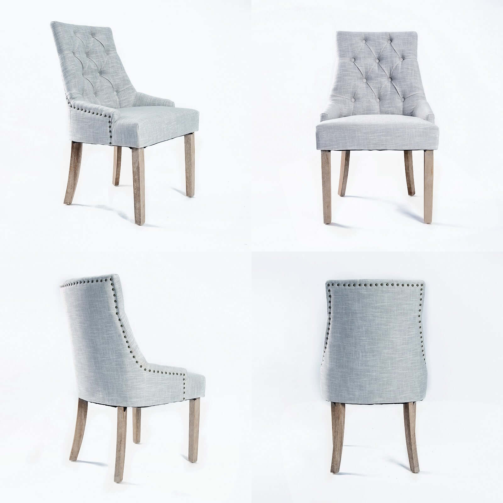 La Bella 2 Set Grey French Provincial Dining Chair Amour Oak Leg-Upinteriors