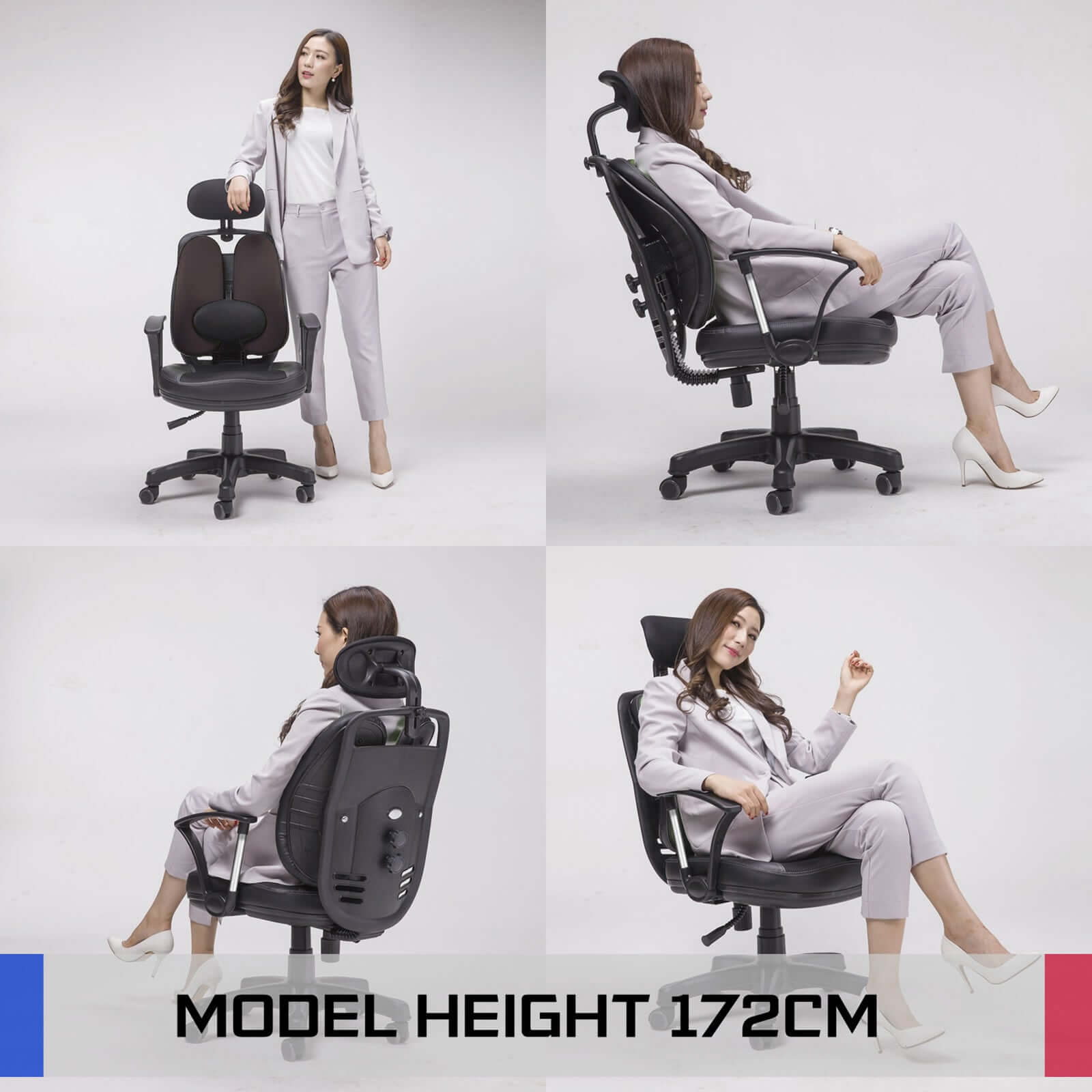 Korean Grey Office Chair Ergonomic SUPERB-Upinteriors