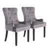 La Bella 2 Set Grey French Provincial Dining Chair Ring Studded Lisse Velvet Rubberwood-Upinteriors