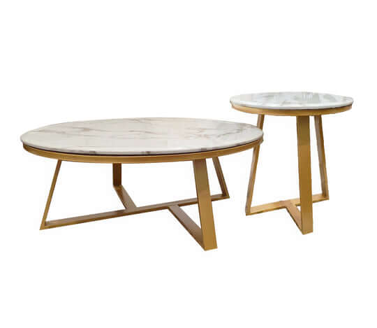 Nelly Coffee Table - White on Champagne - 95cm/45cm-Upinteriors