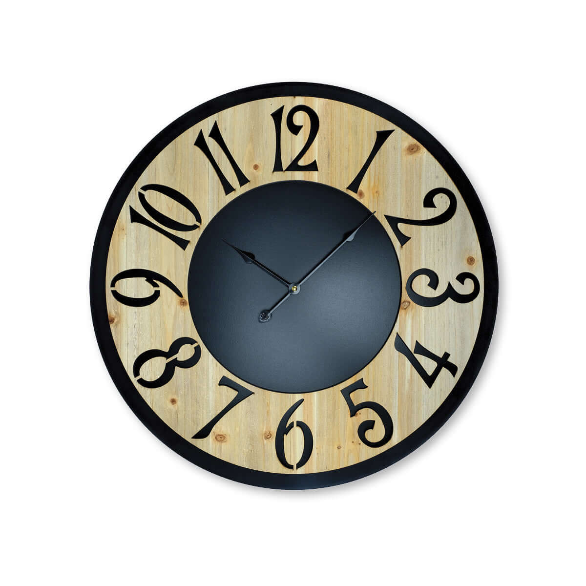 Home Master Wall Clock Wood &amp; Metal Look Stylish Design Large Numbers 60cm-Upinteriors