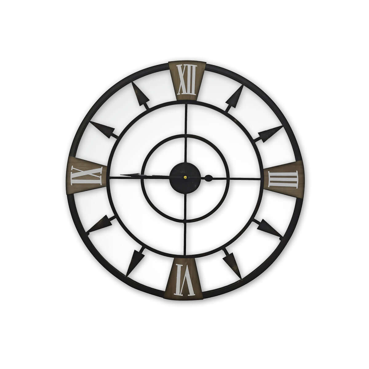 Home Master Wall Clock Antique Style Roman Numerals Metal Accents 60cm-Upinteriors