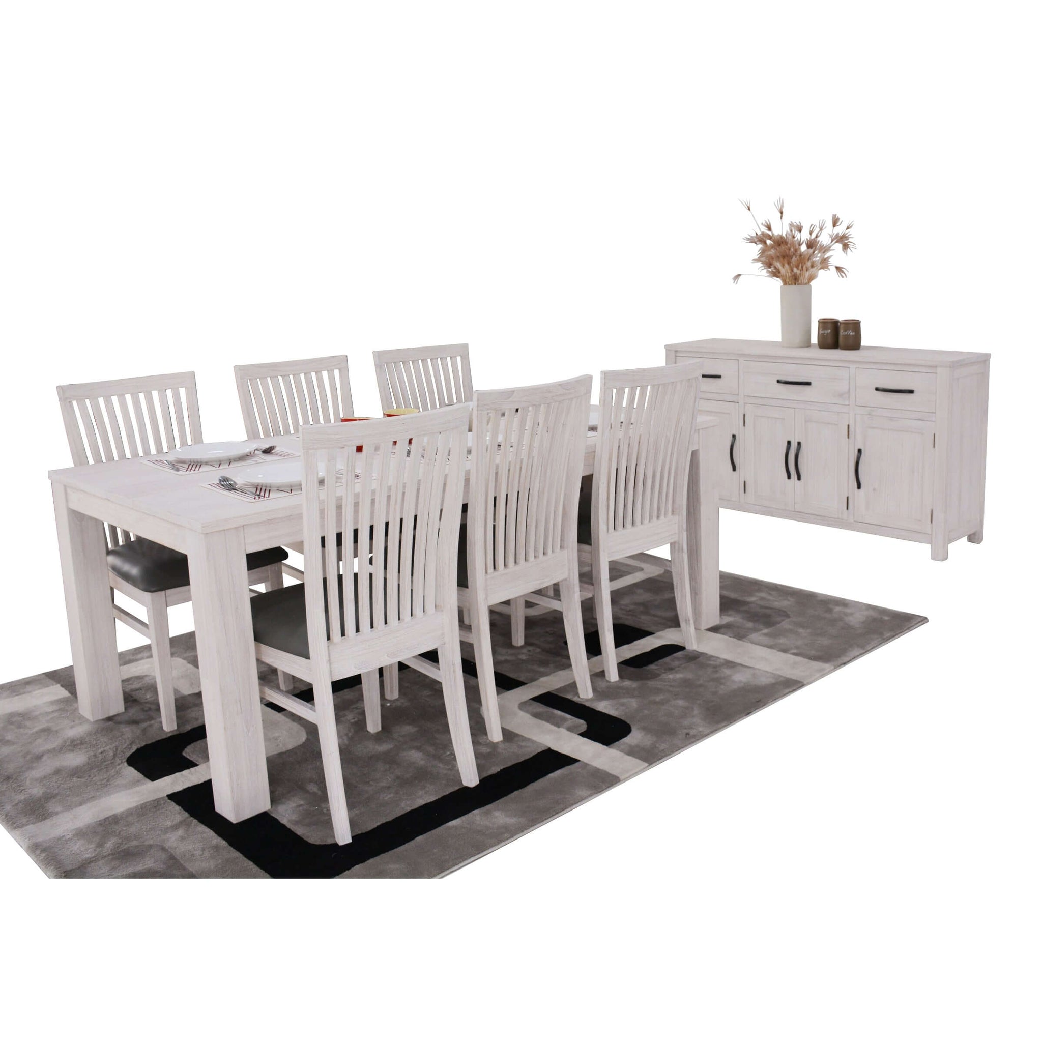 Foxglove Dining Table 190cm Solid Mt Ash Wood Home Dinner Furniture - White-Upinteriors