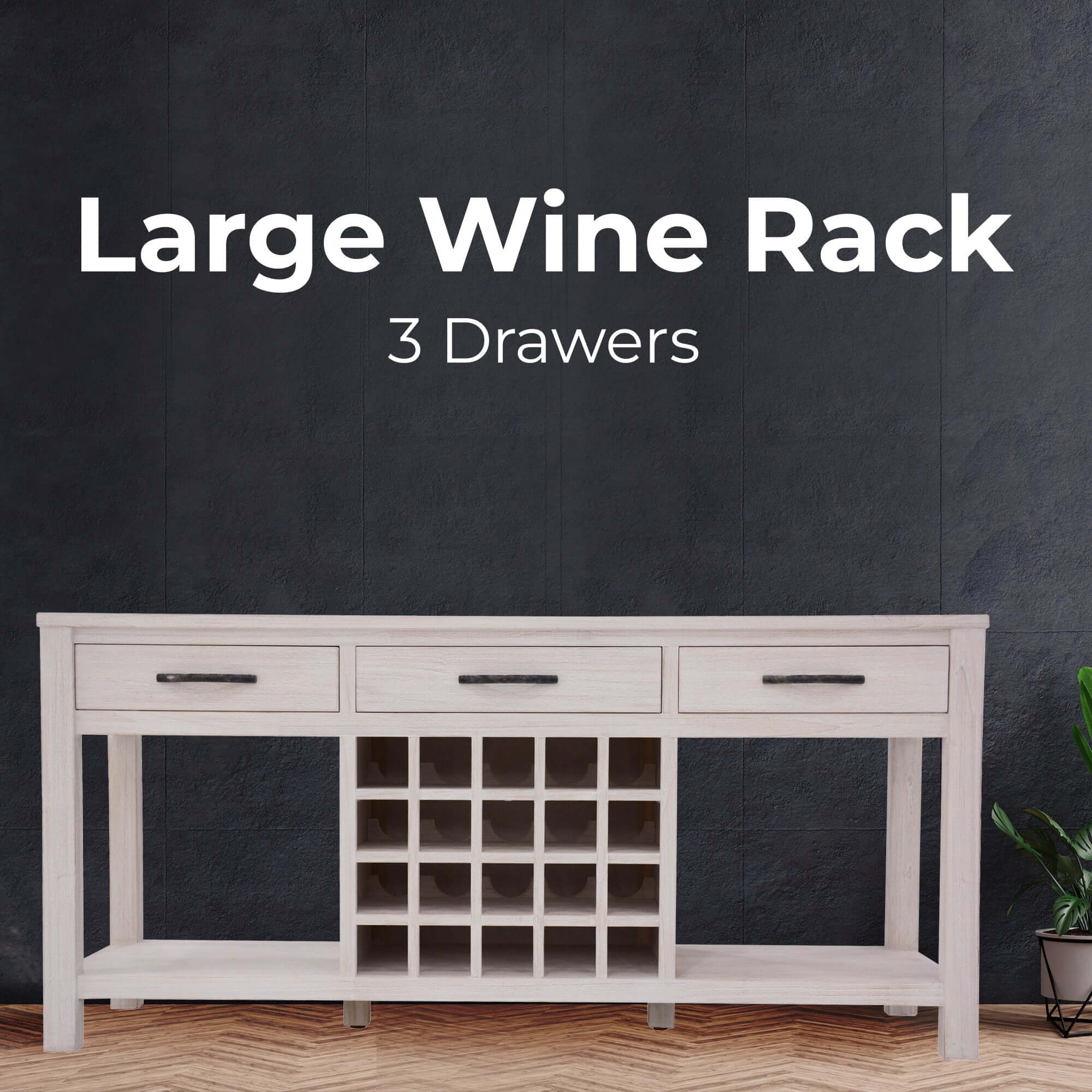 Foxglove Sideboard Buffet Wine Cabinet Bar Bottle Wooden Storage Rack - White-Upinteriors