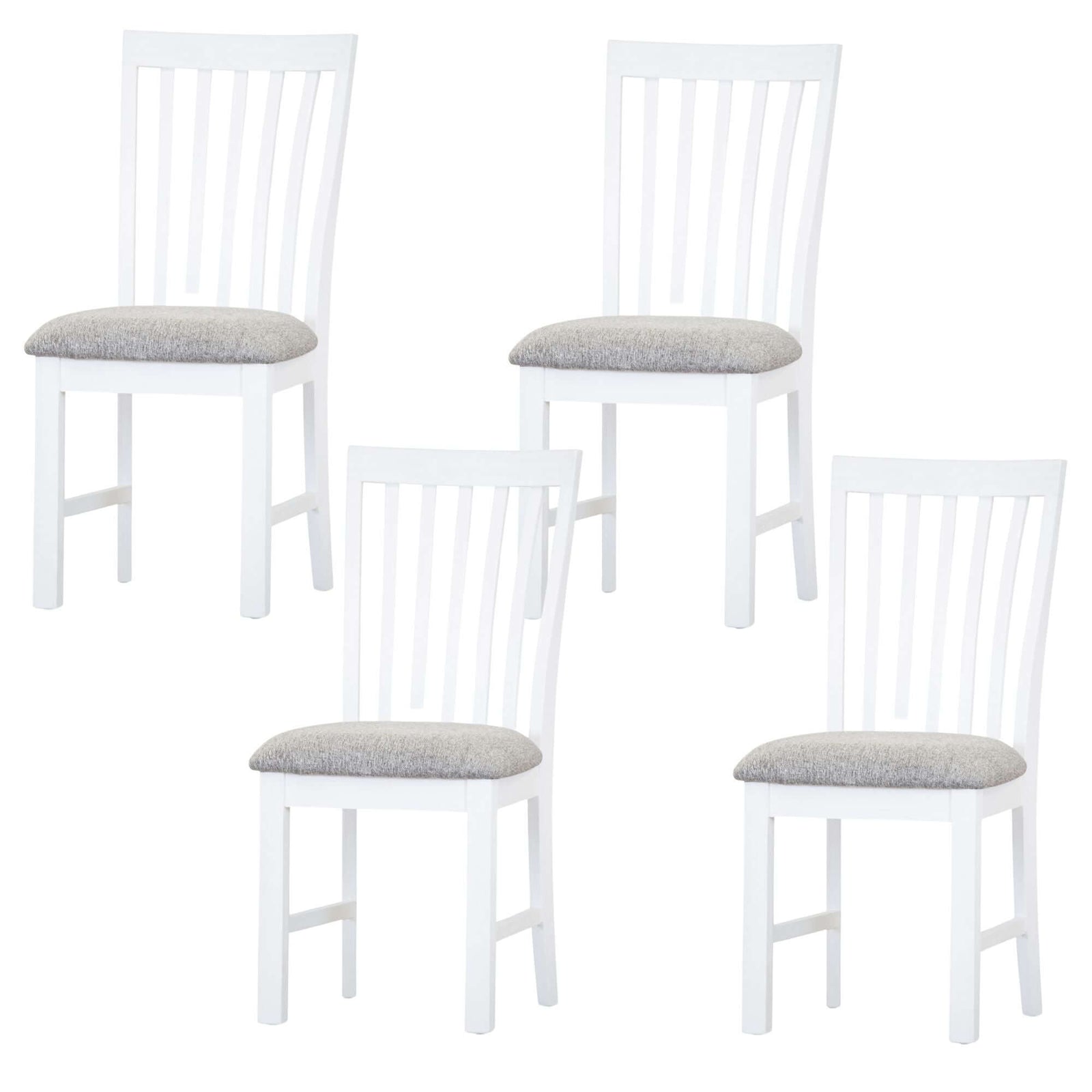 Laelia Dining Chair Set of 4 Solid Acacia Timber Wood Coastal Furniture - White-Upinteriors