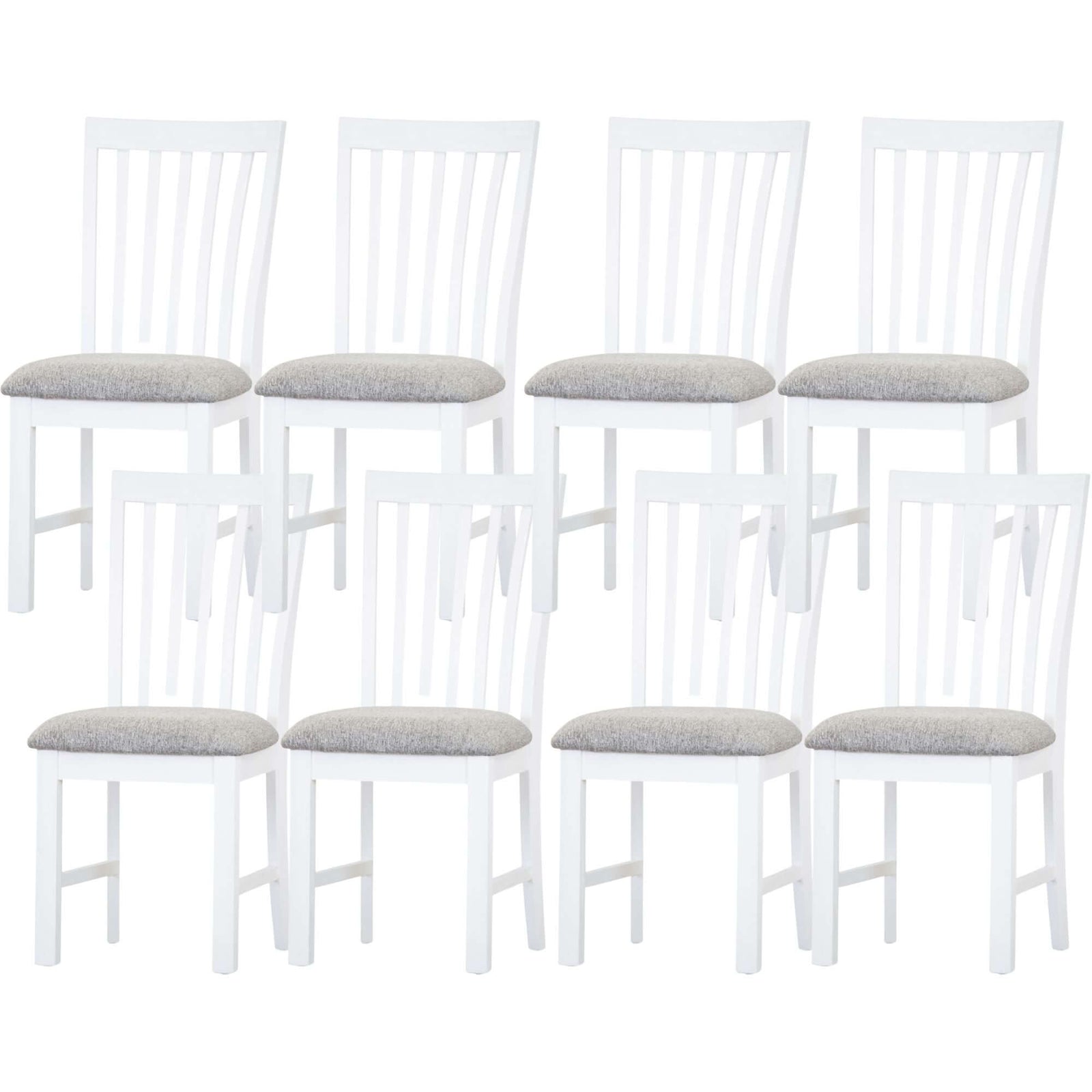 Laelia Dining Chair Set of 8 Solid Acacia Timber Wood Coastal Furniture - White-Upinteriors