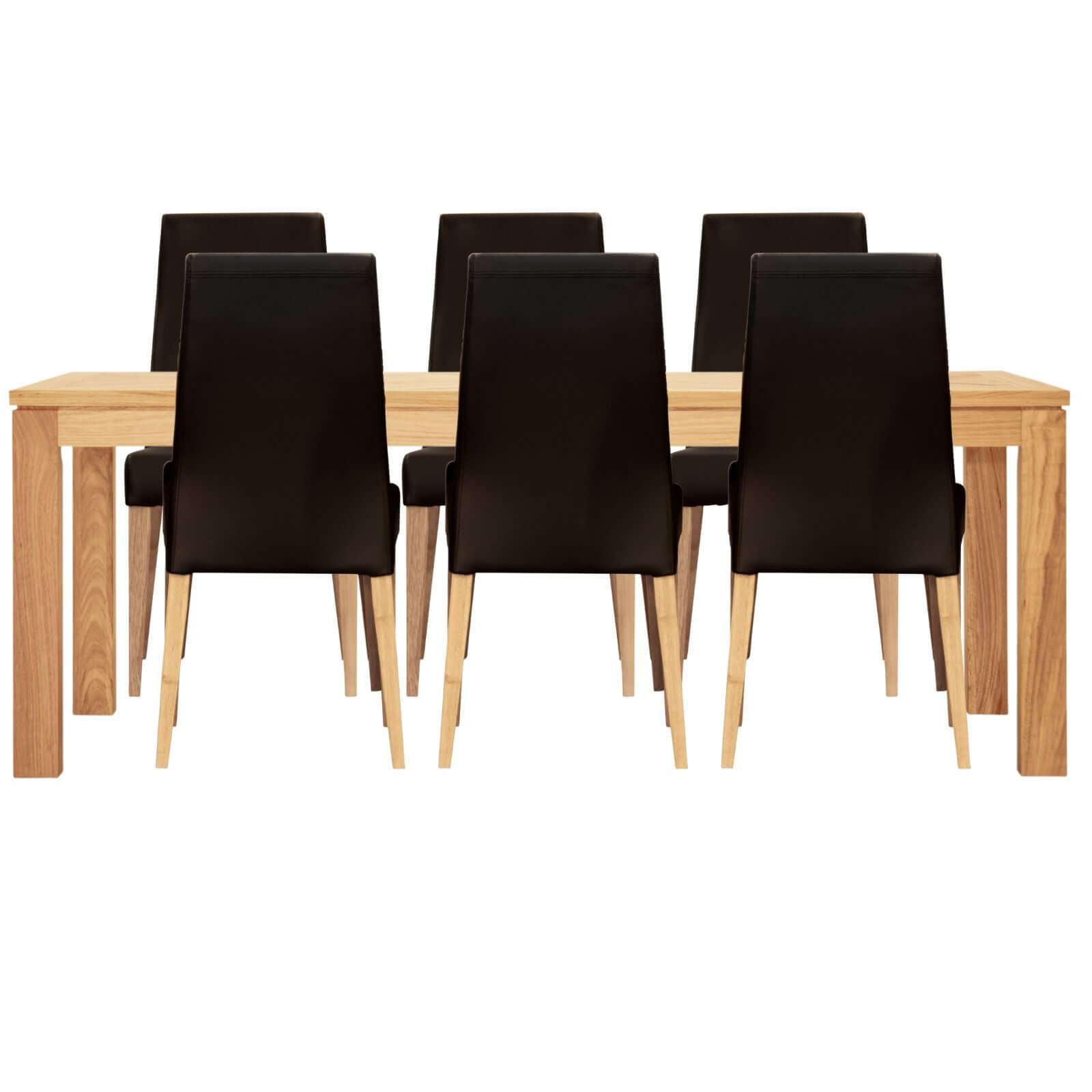 Rosemallow 7pc Dining Set 180cm Table 6 Black PU Chair Solid Messmate Timber-Upinteriors