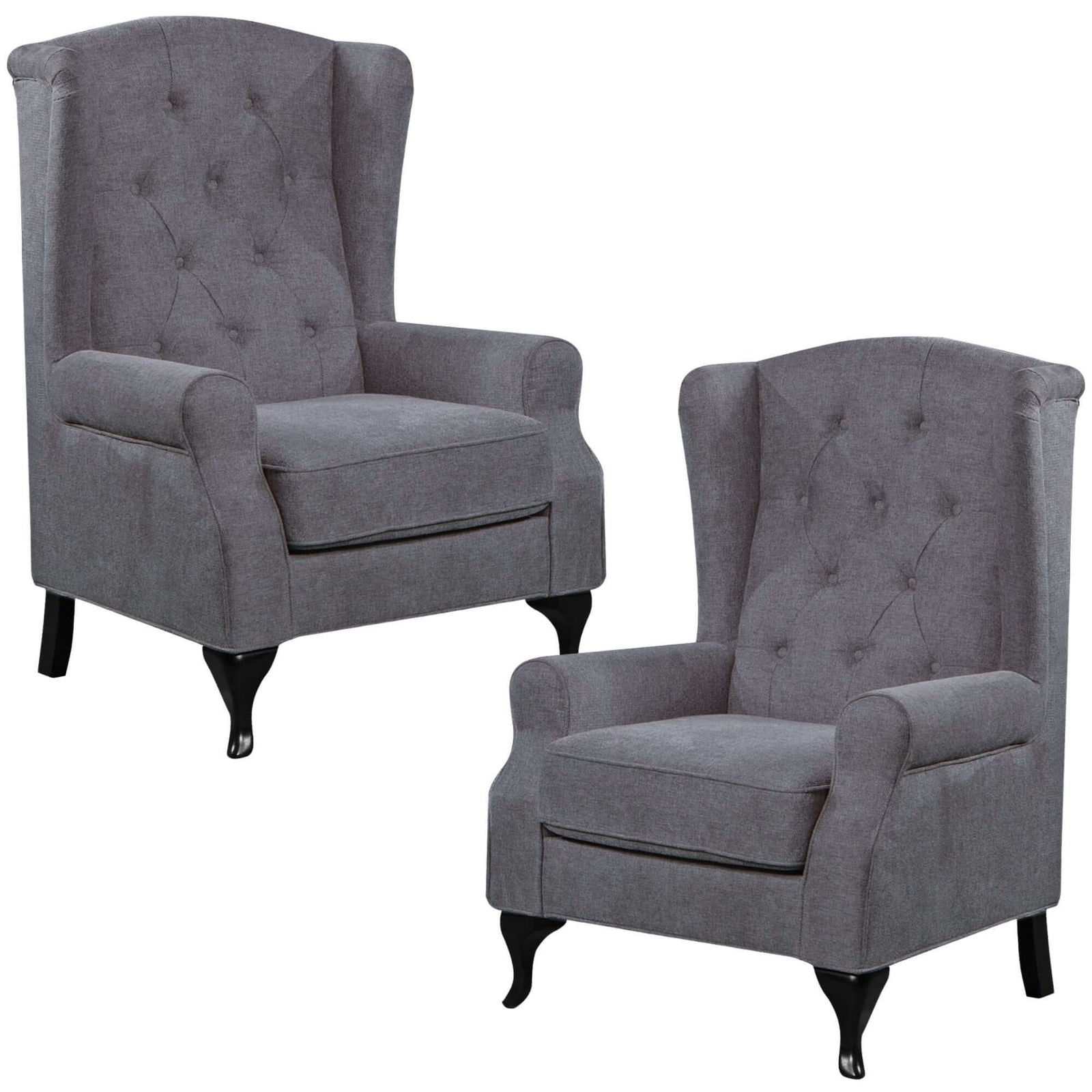 Buy Mellowly Set of 2 Wing Back Chair Sofa Fabric Chesterfield Armchair – Upinteriors-Upinteriors
