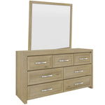 Gracelyn Dresser Mirror 7 Chest of Drawers Solid Wood Bedroom Cabinet - Smoke-Upinteriors