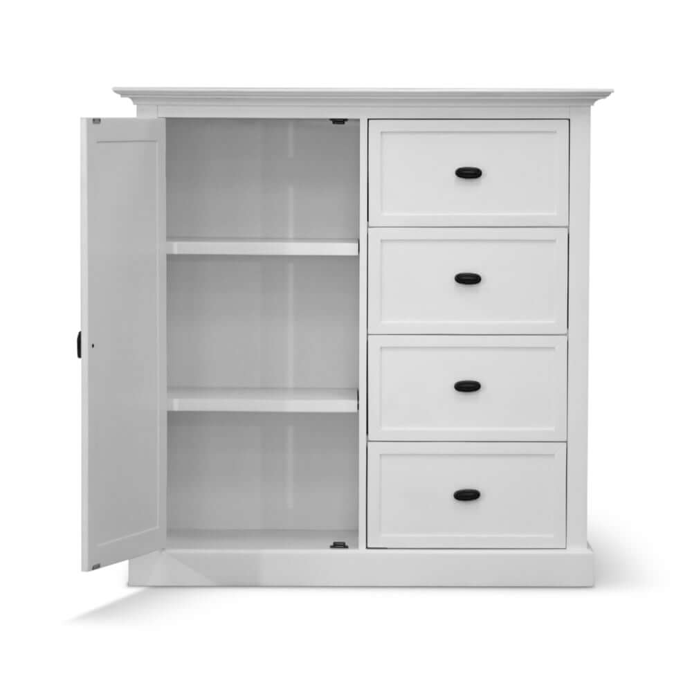 Beechworth Tallboy 4 Chest of Drawers Solid Pine Wood Storage Cabinet - White-Upinteriors