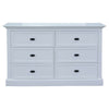 Beechworth Dresser 6 Chest of Drawers Pine Wood Storage Cabinet Hampton - White-Upinteriors