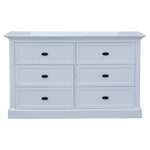 Beechworth Dresser 6 Chest of Drawers Pine Wood Storage Cabinet Hampton - White-Upinteriors