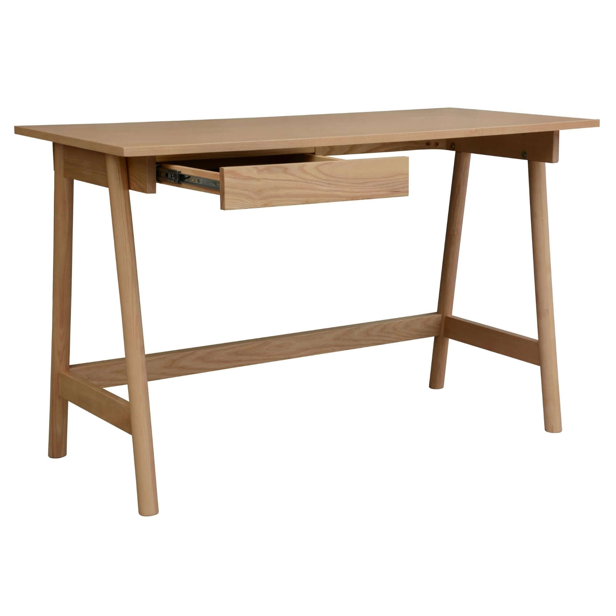 Mindil Office Desk Student Study Table Solid Wooden Timber Frame - Ash Natural-Upinteriors