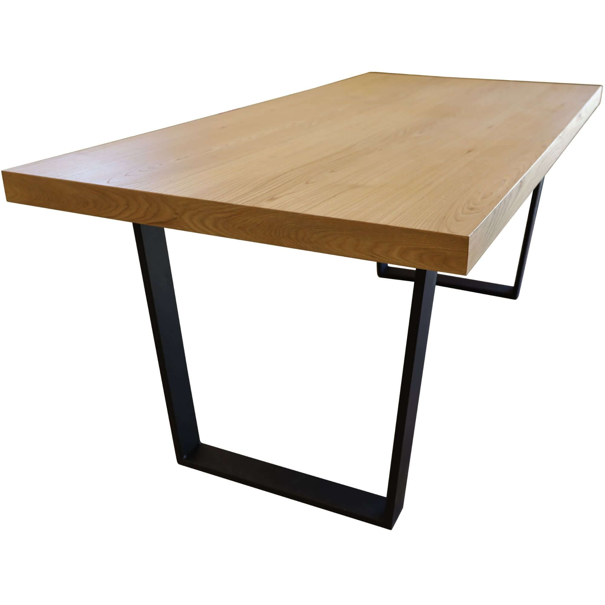 Petunia Dining Table 210cm Elm Timber Wood Black Metal Leg - Natural-Upinteriors