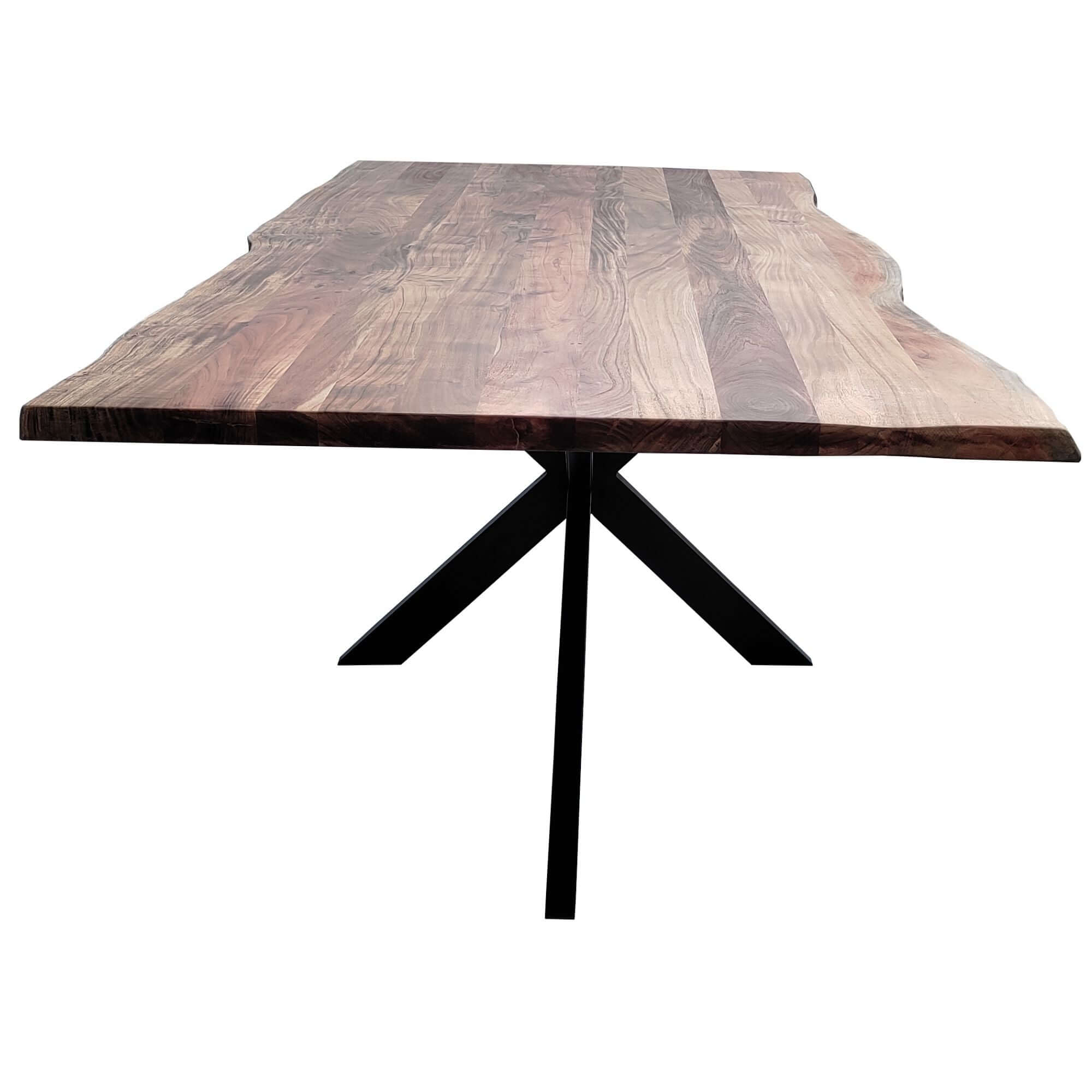 Lantana Dining Table 210cm Live Edge Solid Acacia Timber Wood Metal Leg -Natural-Upinteriors