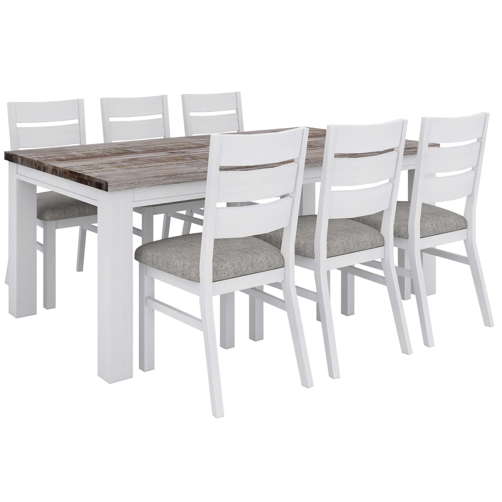 Plumeria Dining Chair Set of 8 Solid Acacia Wood Dining Furniture - White Brush-Upinteriors