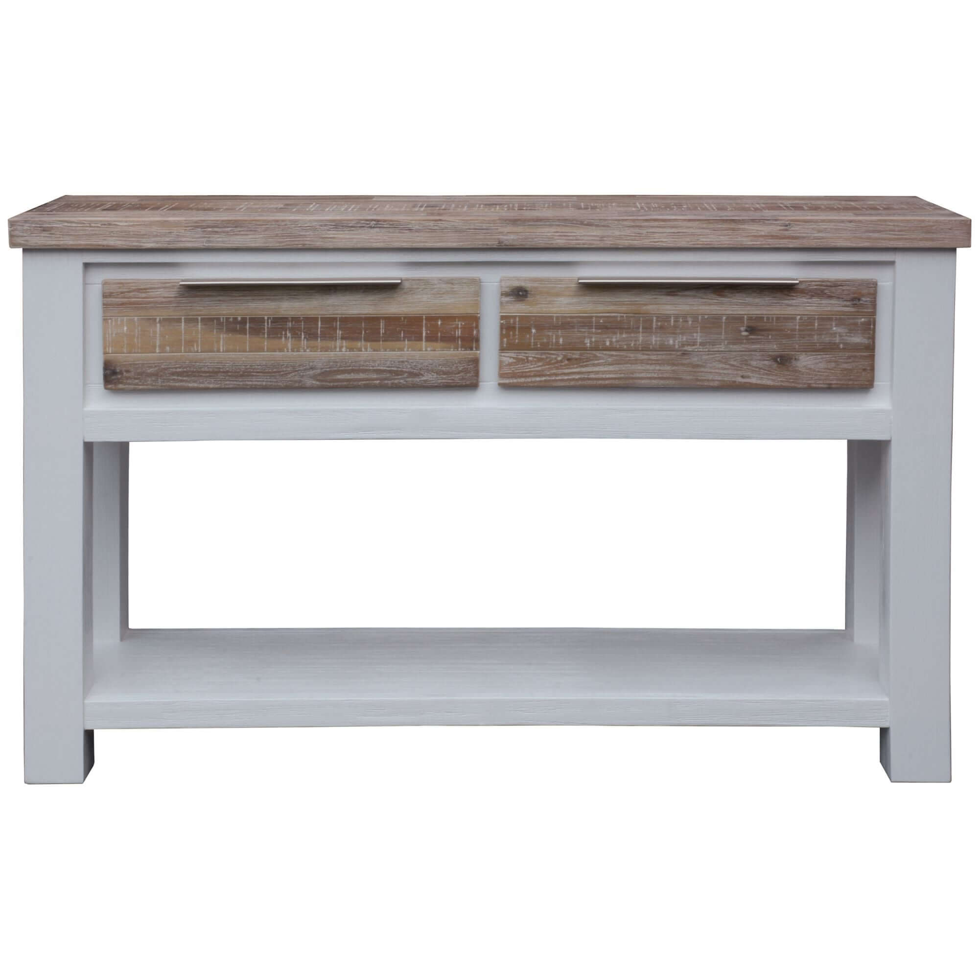 Plumeria Console Hallway Entry Table 130cm Solid Acacia Timber Wood -White Brush-Upinteriors
