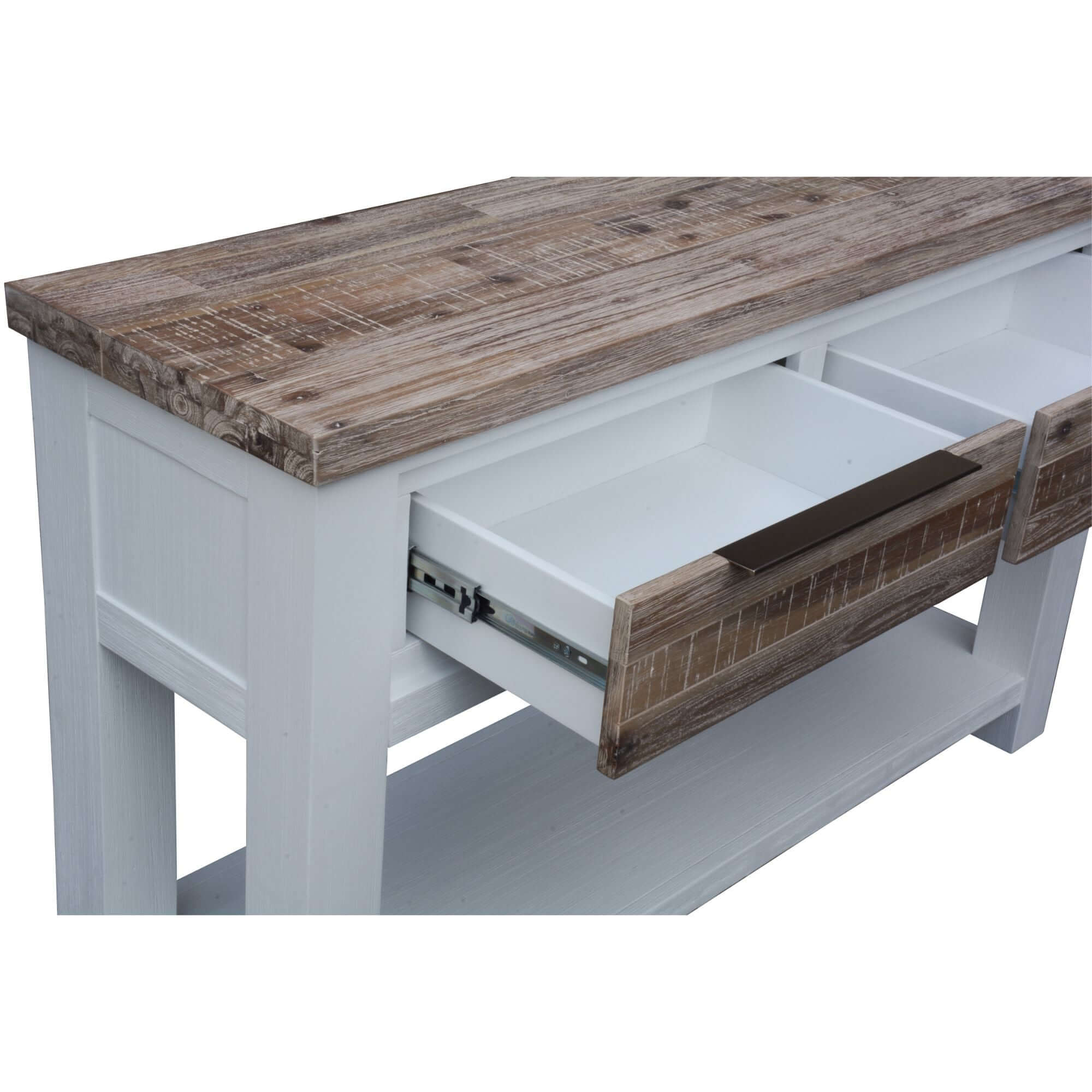 Plumeria Console Hallway Entry Table 130cm Solid Acacia Timber Wood -White Brush-Upinteriors
