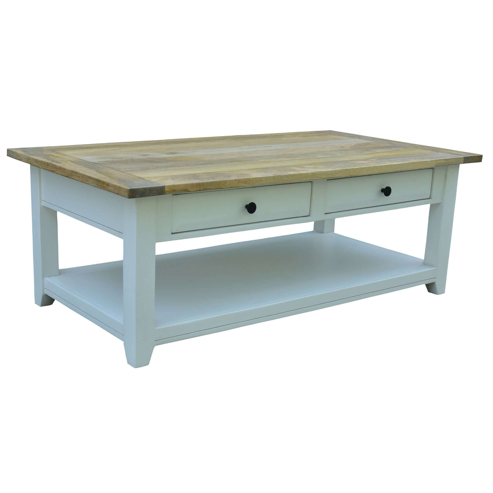Lavasa Coffee Table 130cm 4 Drawers Solid Mango Wood Modern Farmhouse Furniture-Upinteriors