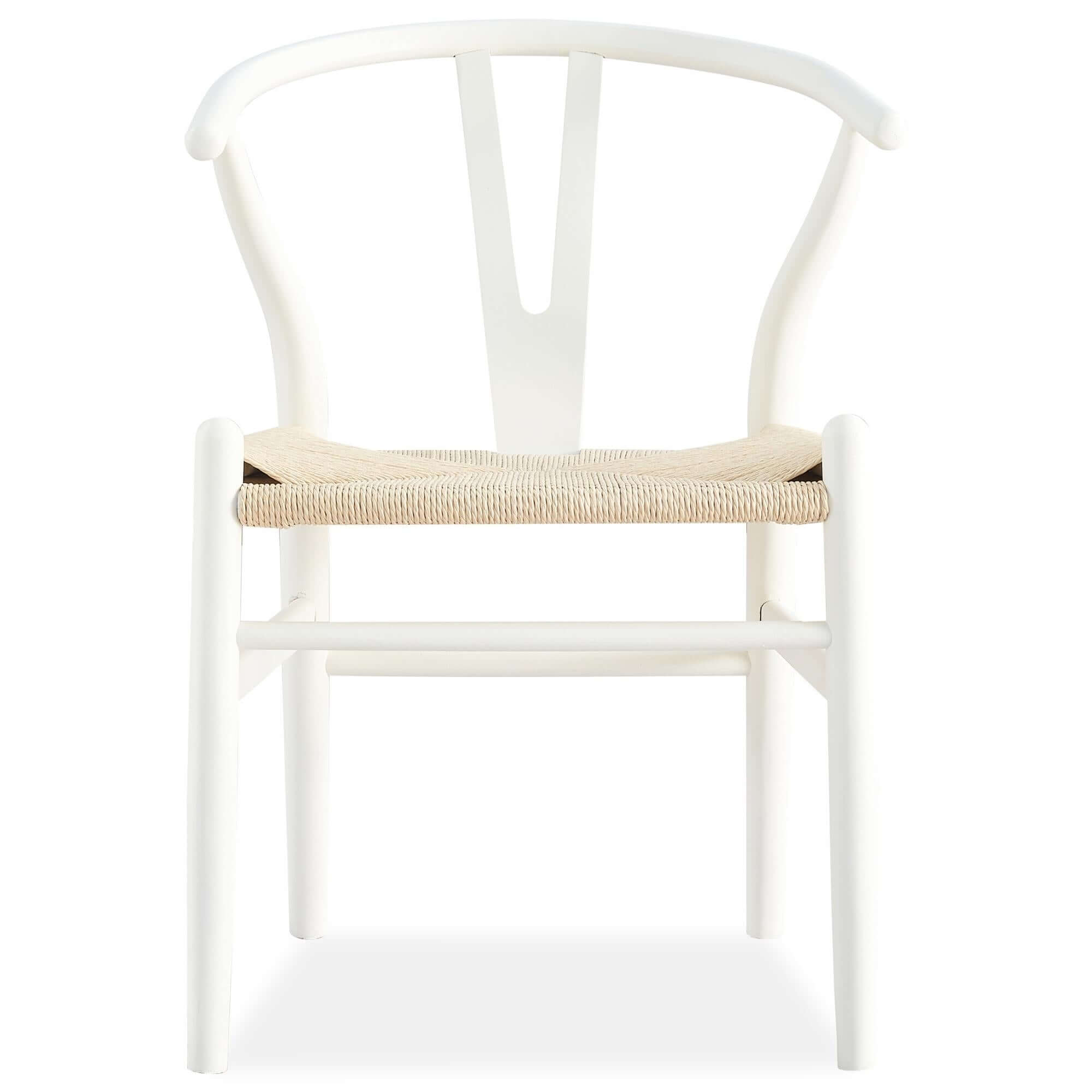 Anemone Set of 2 Wishbone Dining Chair Beech Timber Replica Hans Wenger - White-Upinteriors