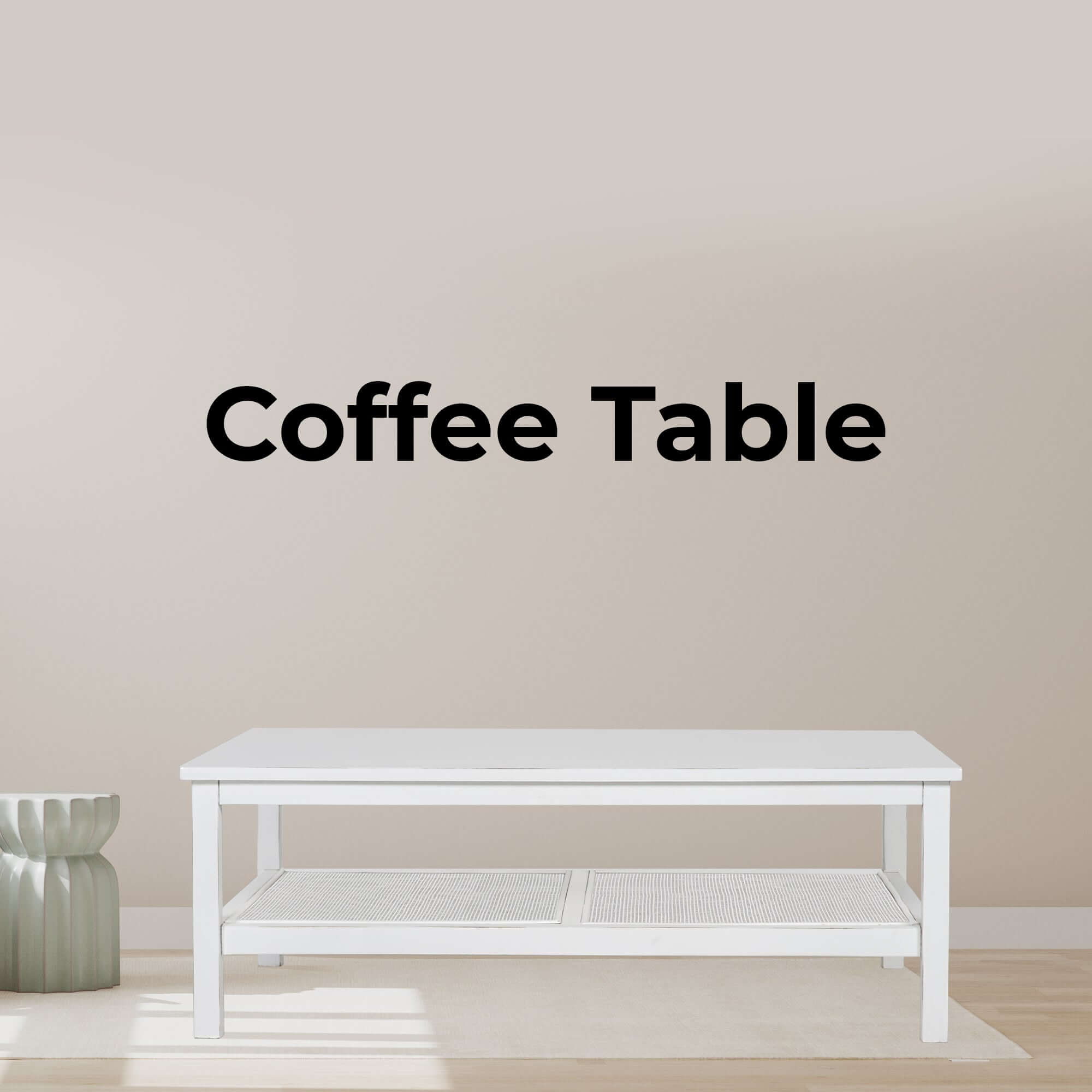 Jasmine Coffee Table 110cm Mindi Timber Wood Rattan Weave - White-Upinteriors