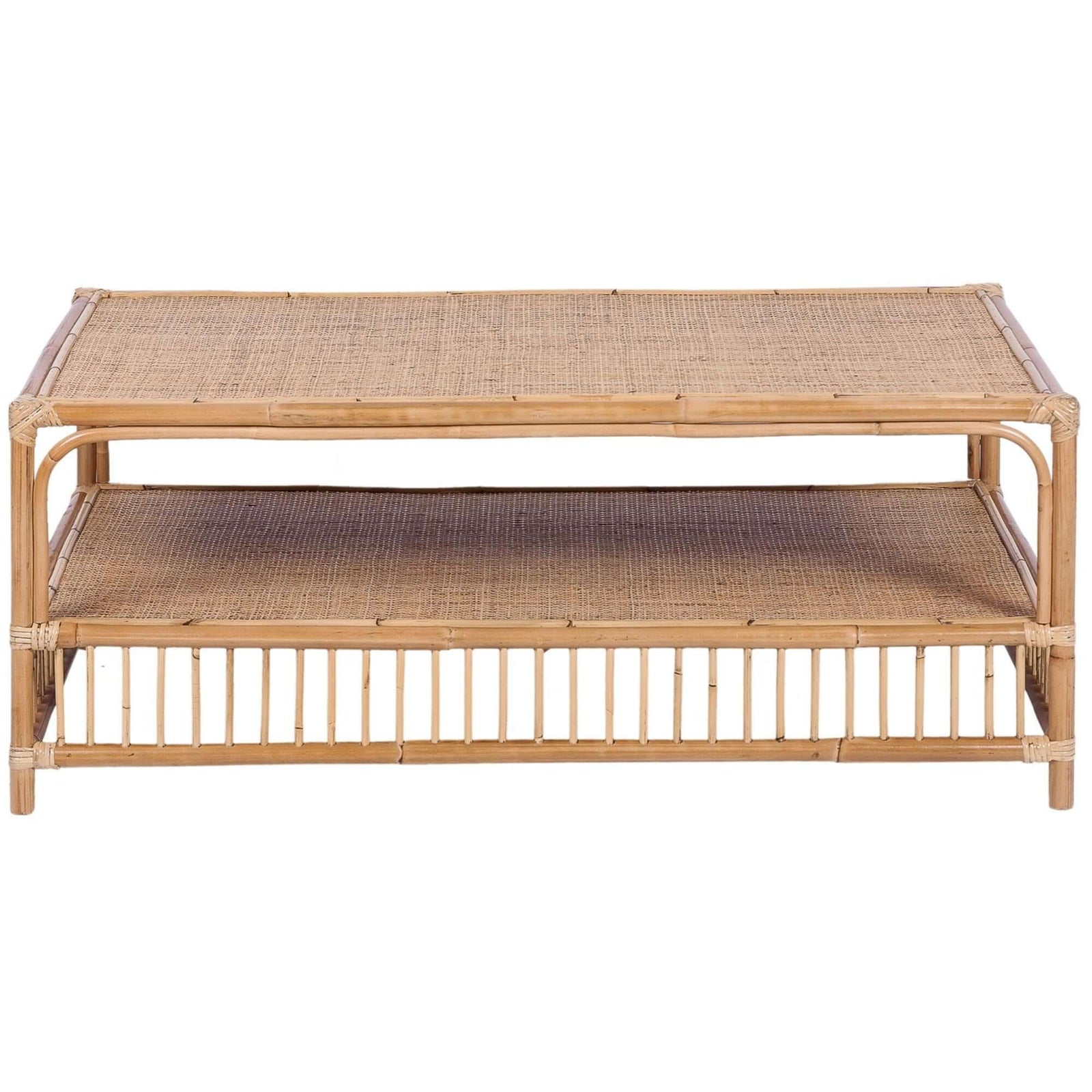 Earthy 110cm Rattan Cane Coffee Table - Natural-Upinteriors