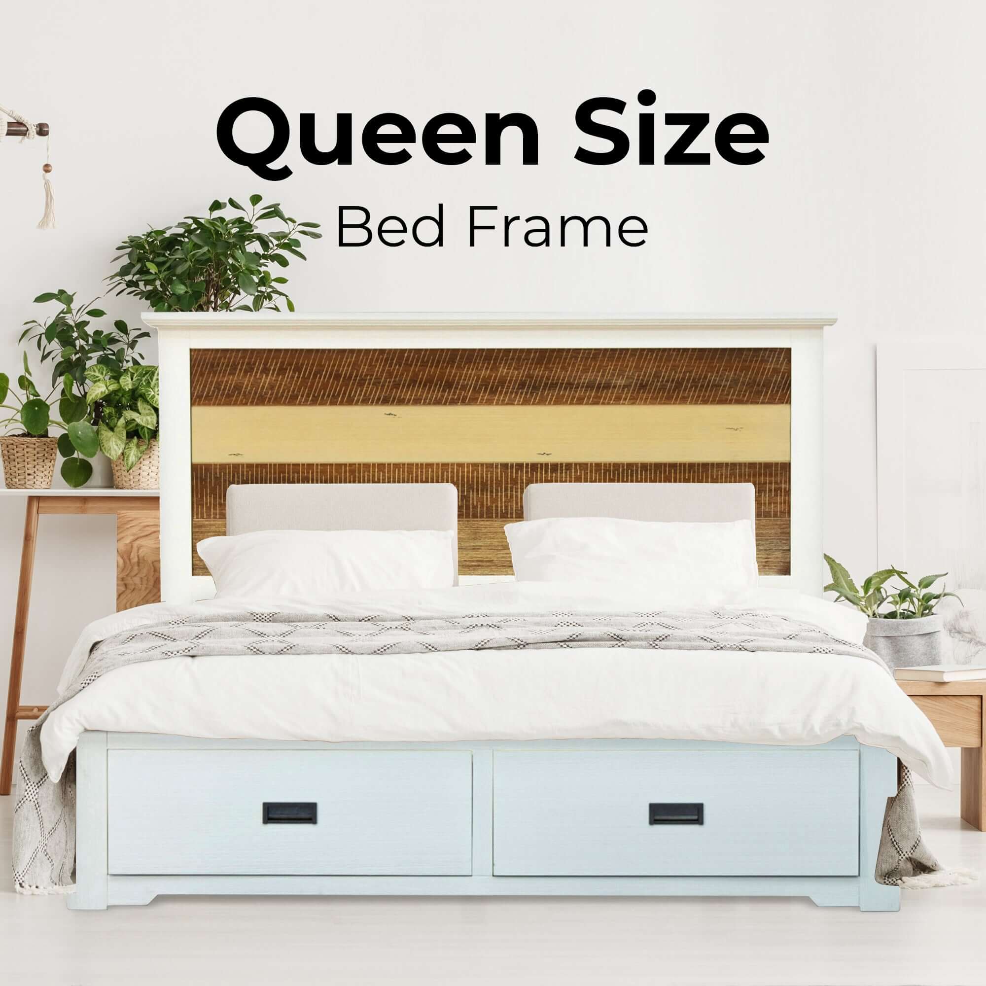 Orville Bed Frame Queen Size Mattress Base With Storage Drawers - Multi Color-Upinteriors