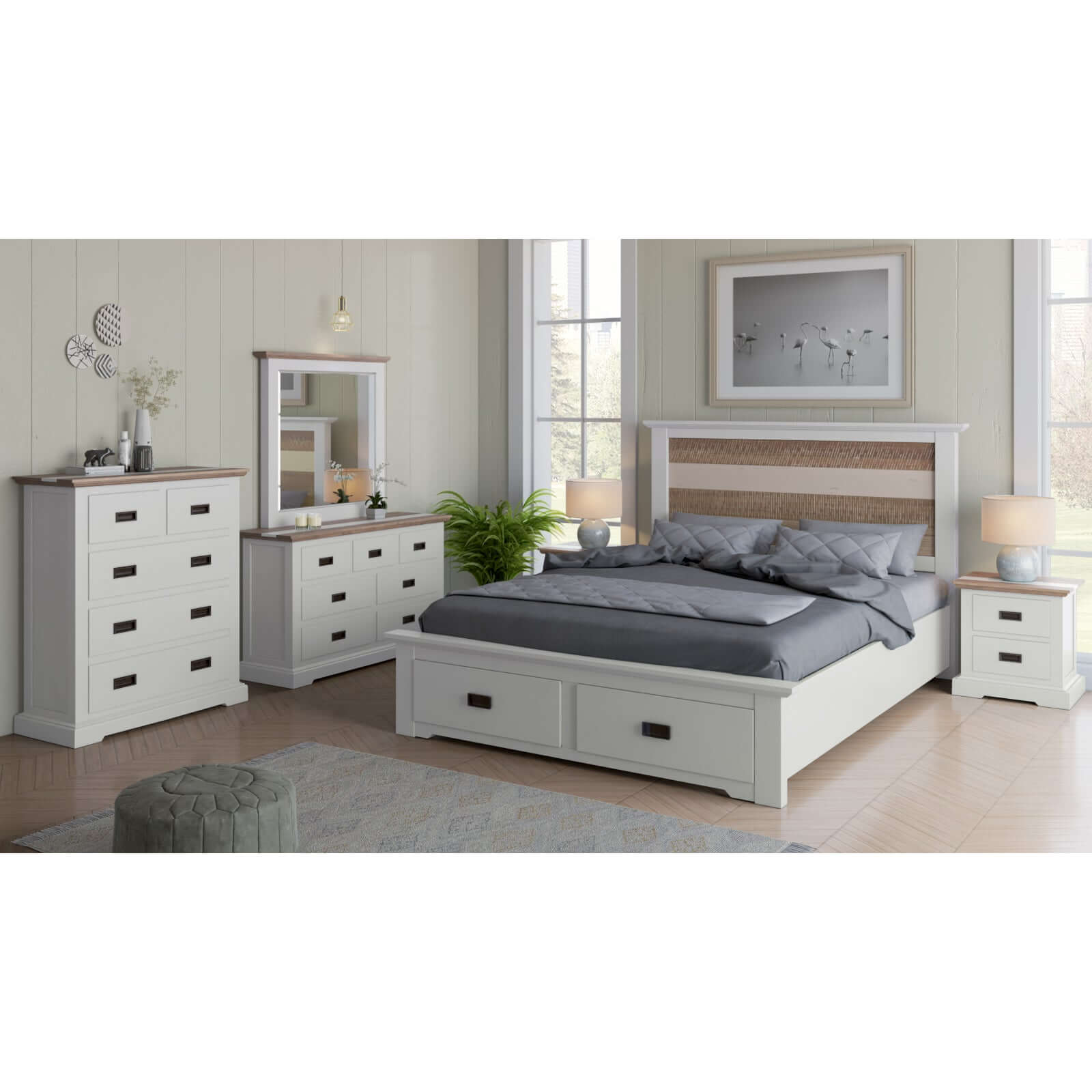 Orville Bed Frame King Size Mattress Base With Storage Drawers - Multi Color-Upinteriors