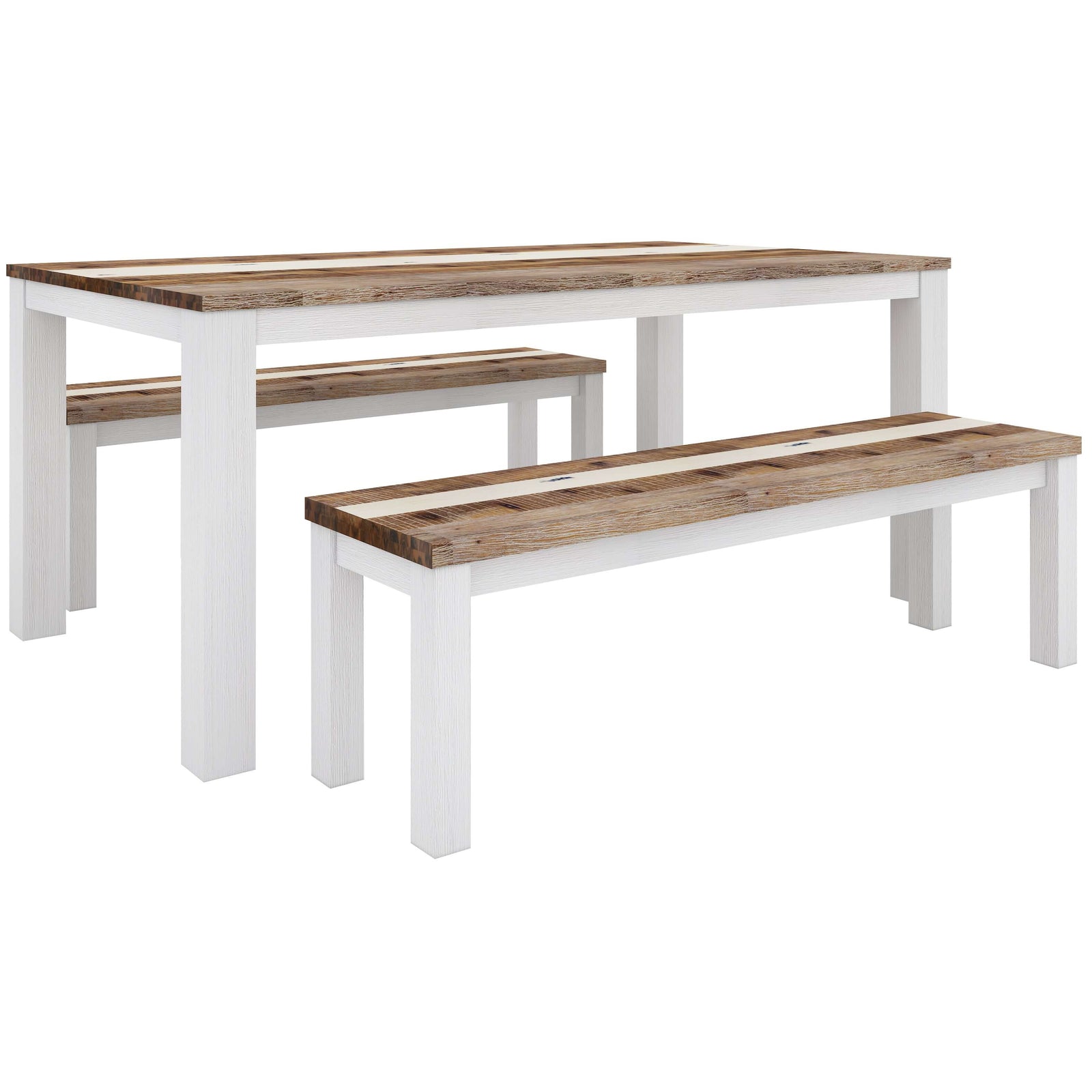 Orville 3pc Dining Set 1.8m Table 1.5m Bench Solid Acacia Timber - Multi Color-Upinteriors