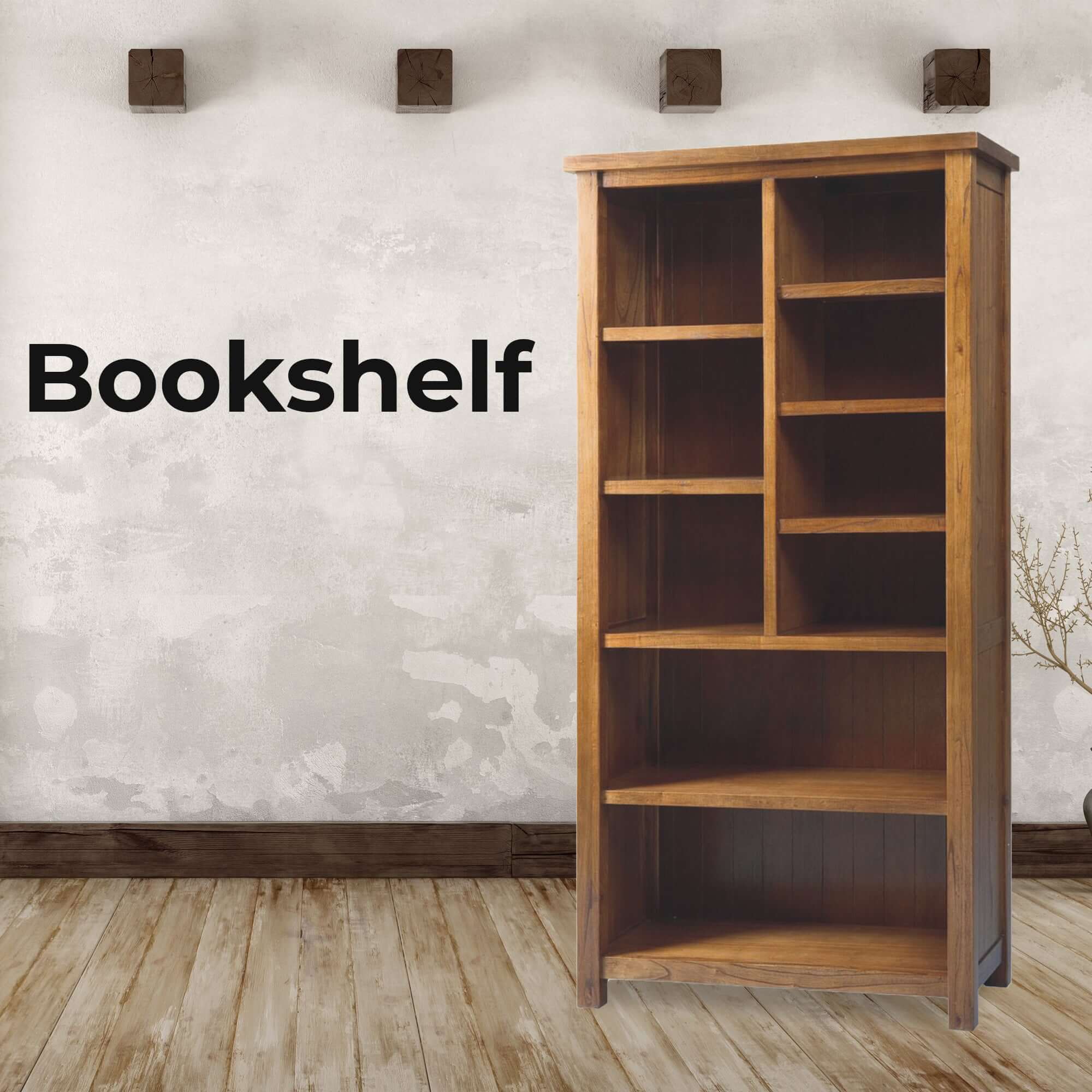 Birdsville Bookshelf Bookcase Display Unit Solid Mt Ash Timber Wood - Brown-Upinteriors