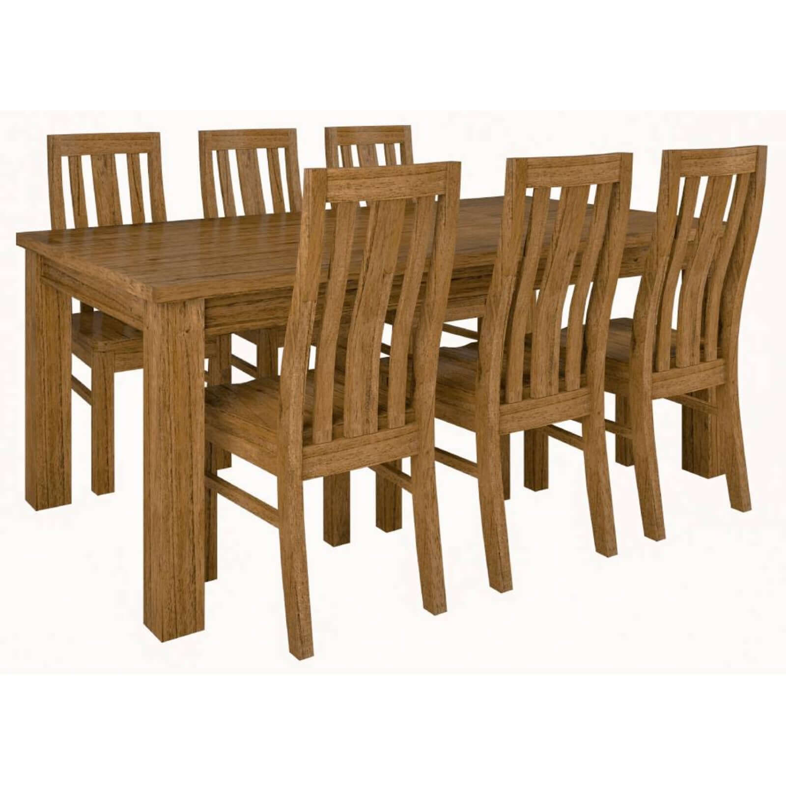 Birdsville 7pc Dining Set 190cm Table 6 Chair Solid Mt Ash Wood Timber - Brown-Upinteriors