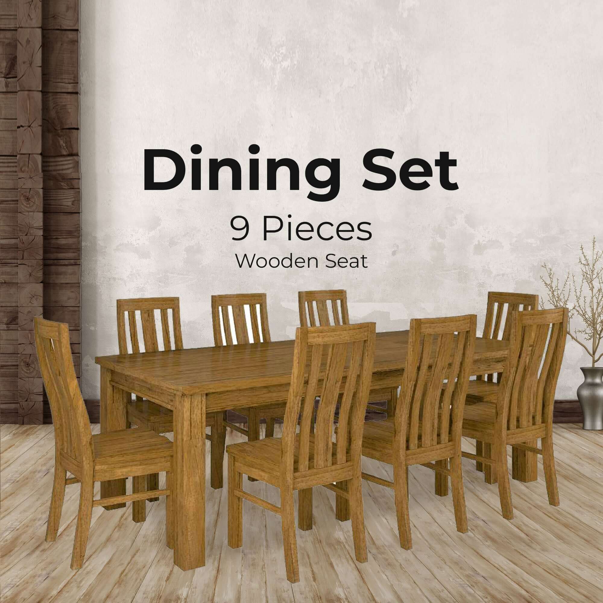 Birdsville 9pc Dining Set 225cm Table 8 Chair Solid Mt Ash Wood Timber - Brown-Upinteriors