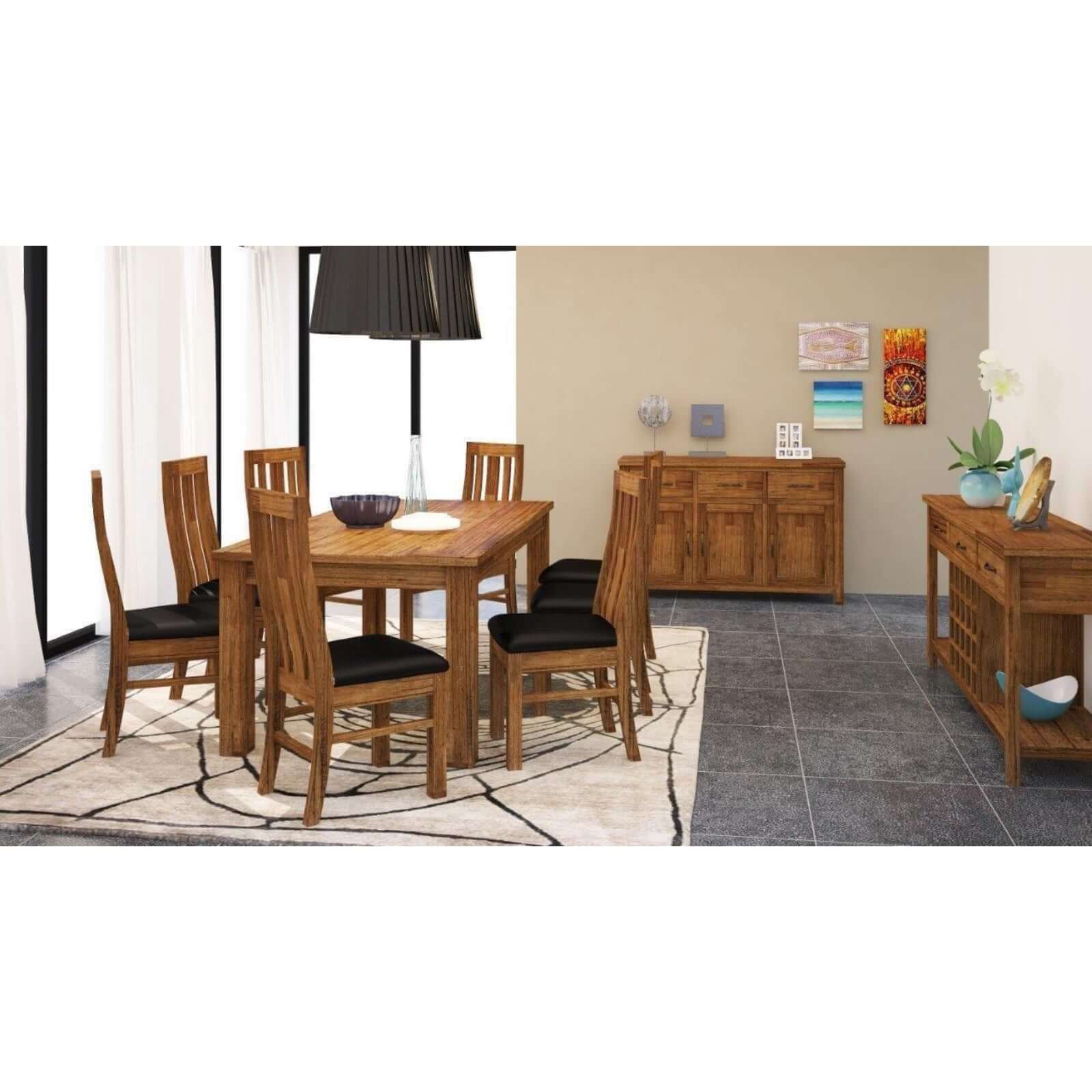 Birdsville 9pc Dining Set 225cm Table 8 PU Seat Chair Solid Mt Ash Wood - Brown-Upinteriors