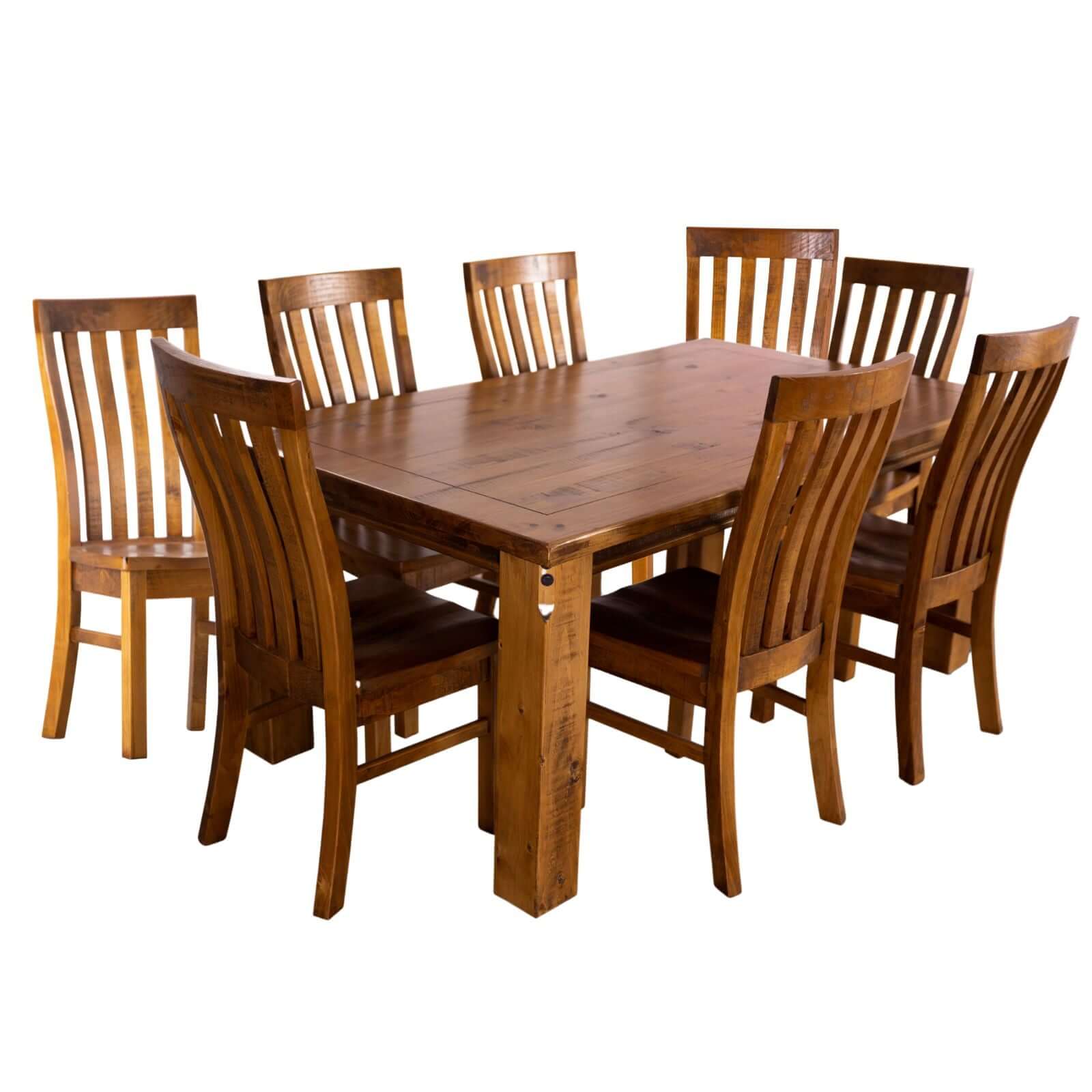 Teasel Dining Table 210cm Solid Pine Timber Wood Furniture - Rustic Oak-Upinteriors