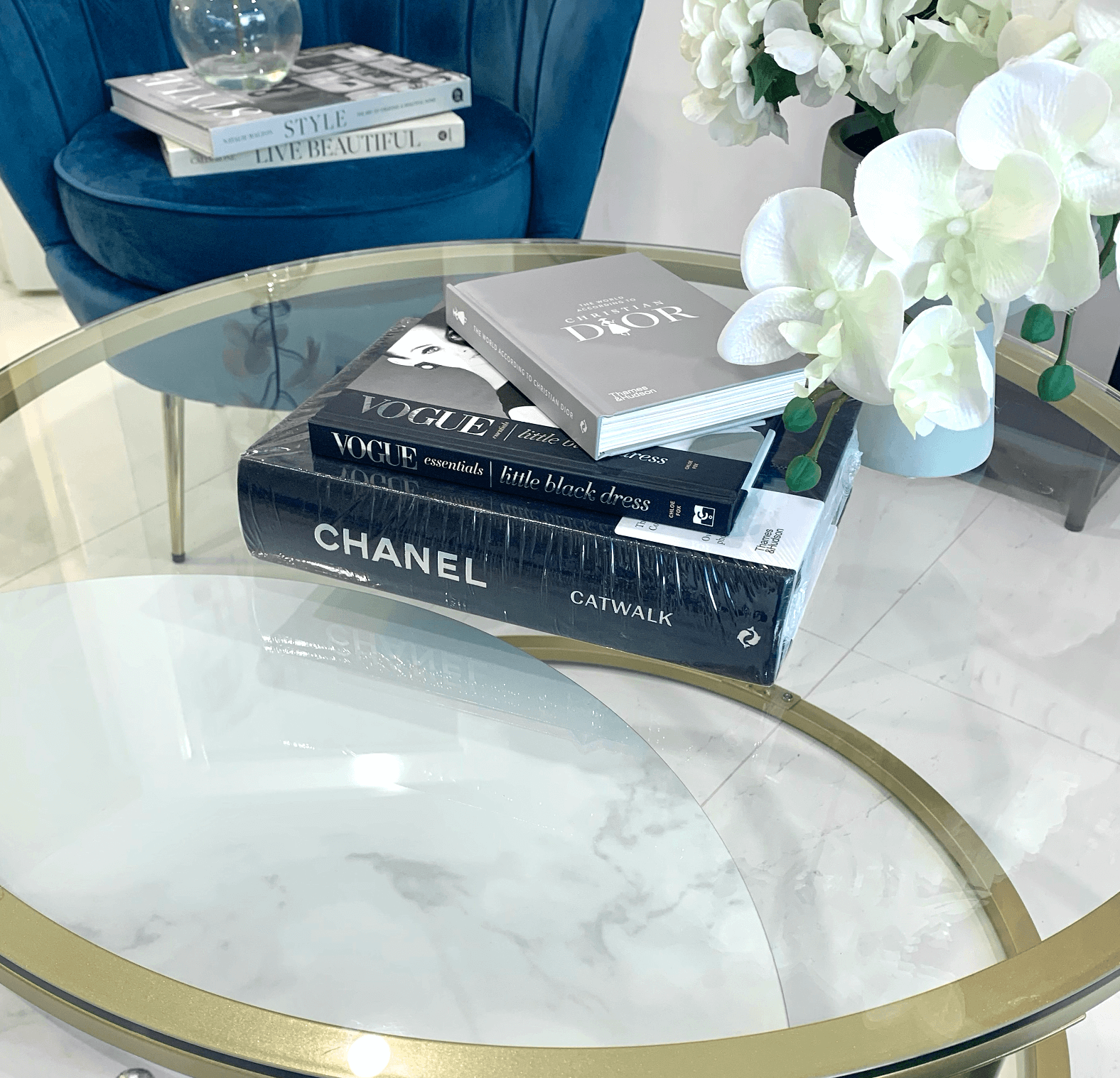 Interior Ave - Elle Luxe - Marble & Gold Nested Coffee Table-Upinteriors